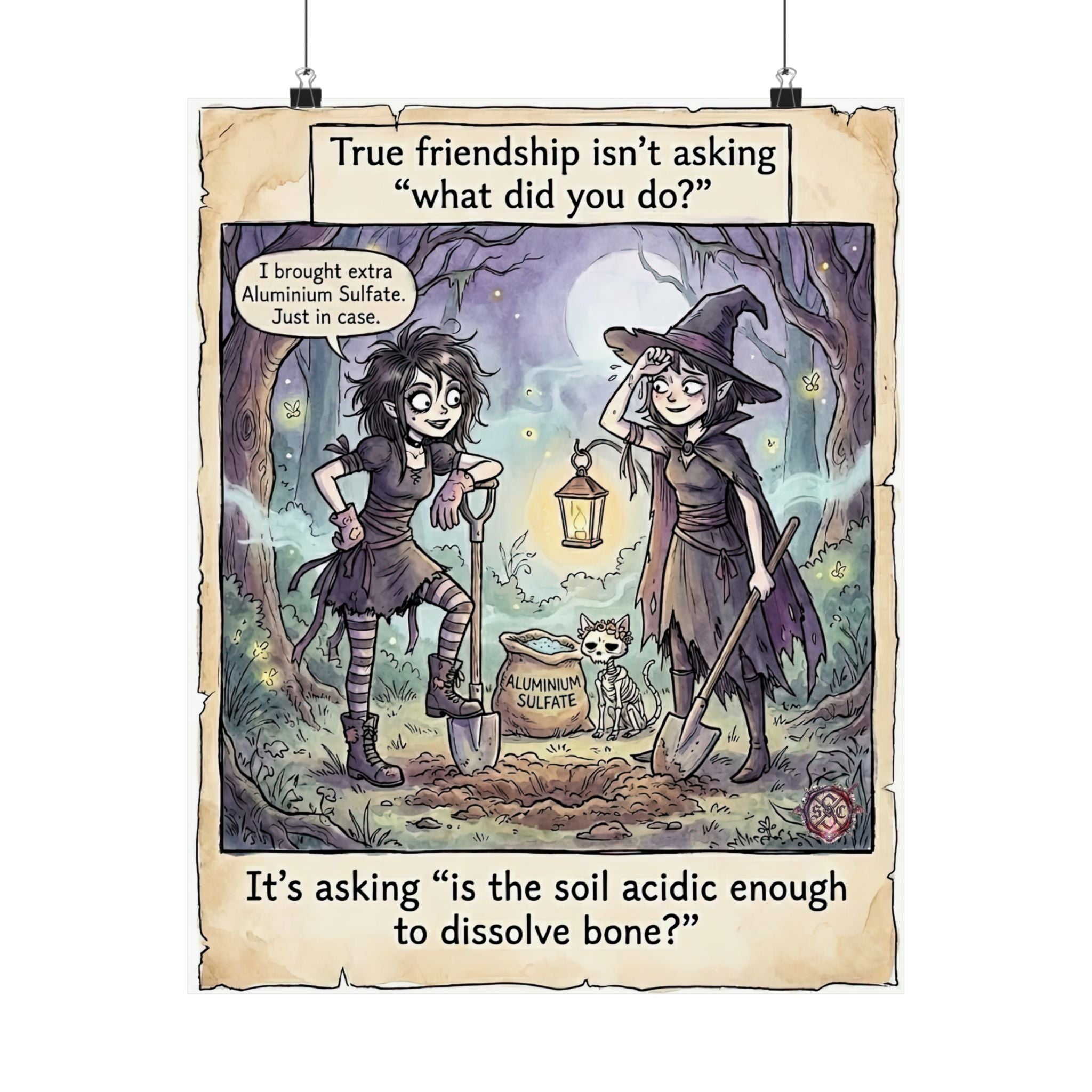 "True Friendship" Witchy Matte Paper Poster for Dark Humor Home Decor