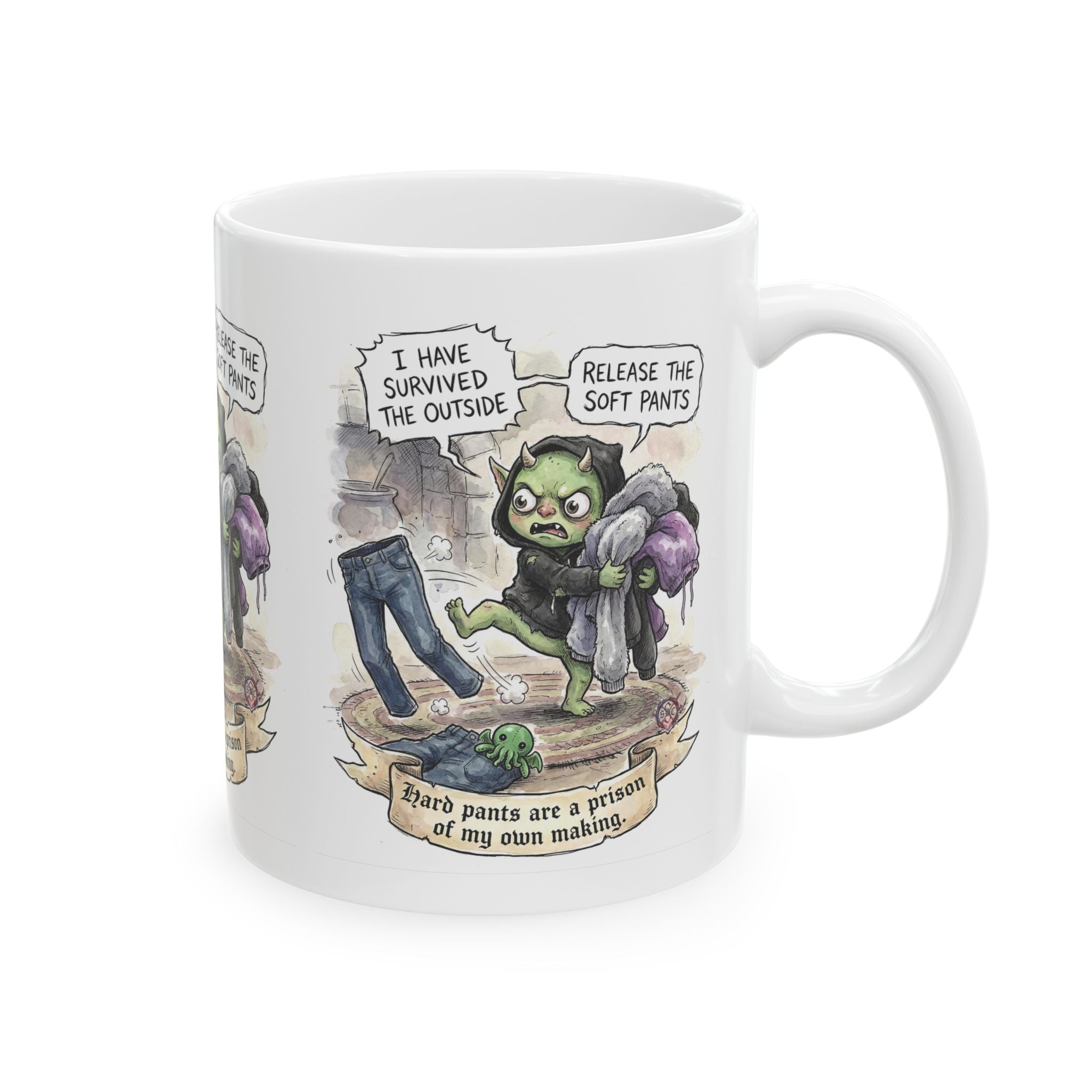 "Soft Pants" Mug - Whimsical Goblin Art Coffee Mug