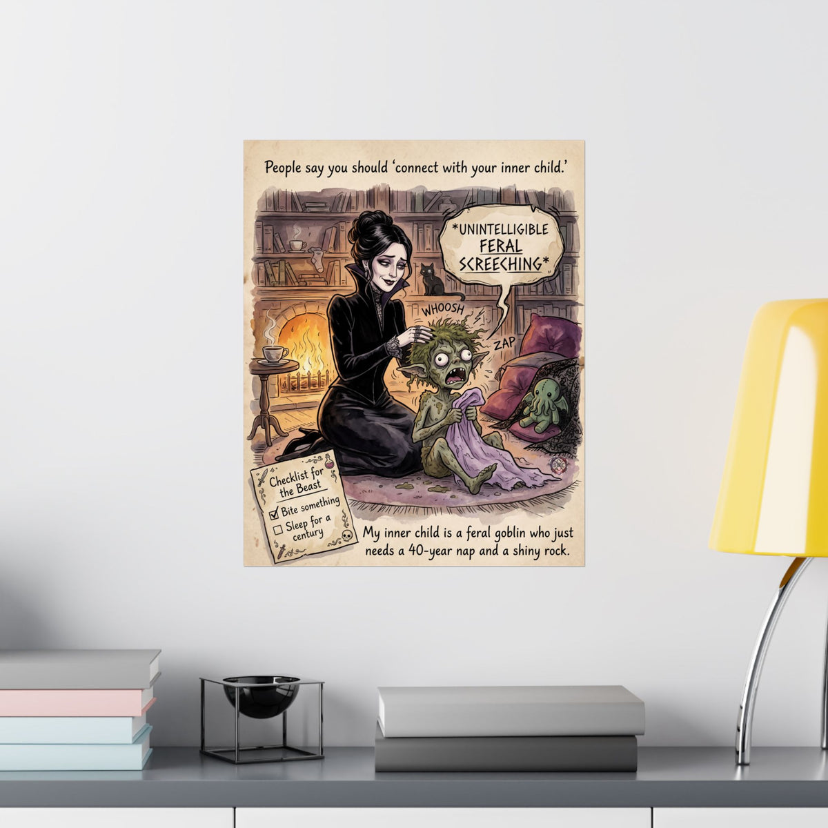 Funny "Inner Child" Feral Goblin Matte Poster - Dark Humor Home Decor & Archival Quality Print