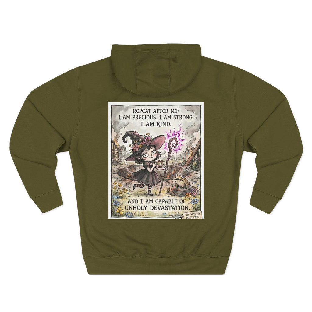 Empowerment Goth "I Am Precious" Fleece Hoodie - Premium Plush Blend & Adjustable Hood
