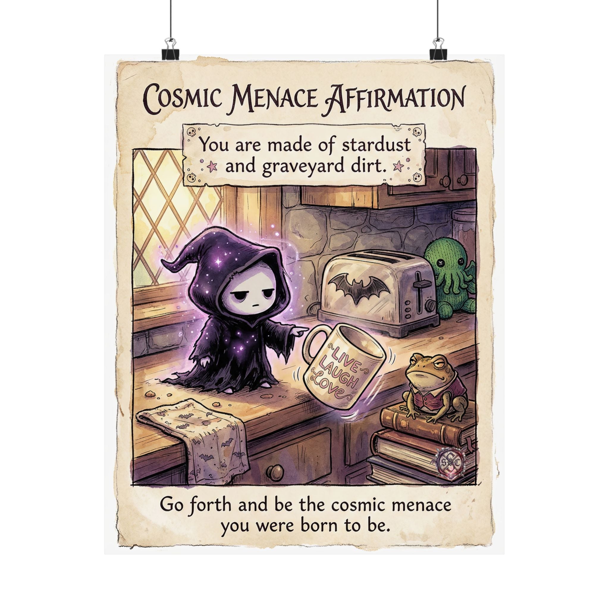 "Cosmic Menace" Witchy Matte Paper Poster for Dark Humor Home Decor