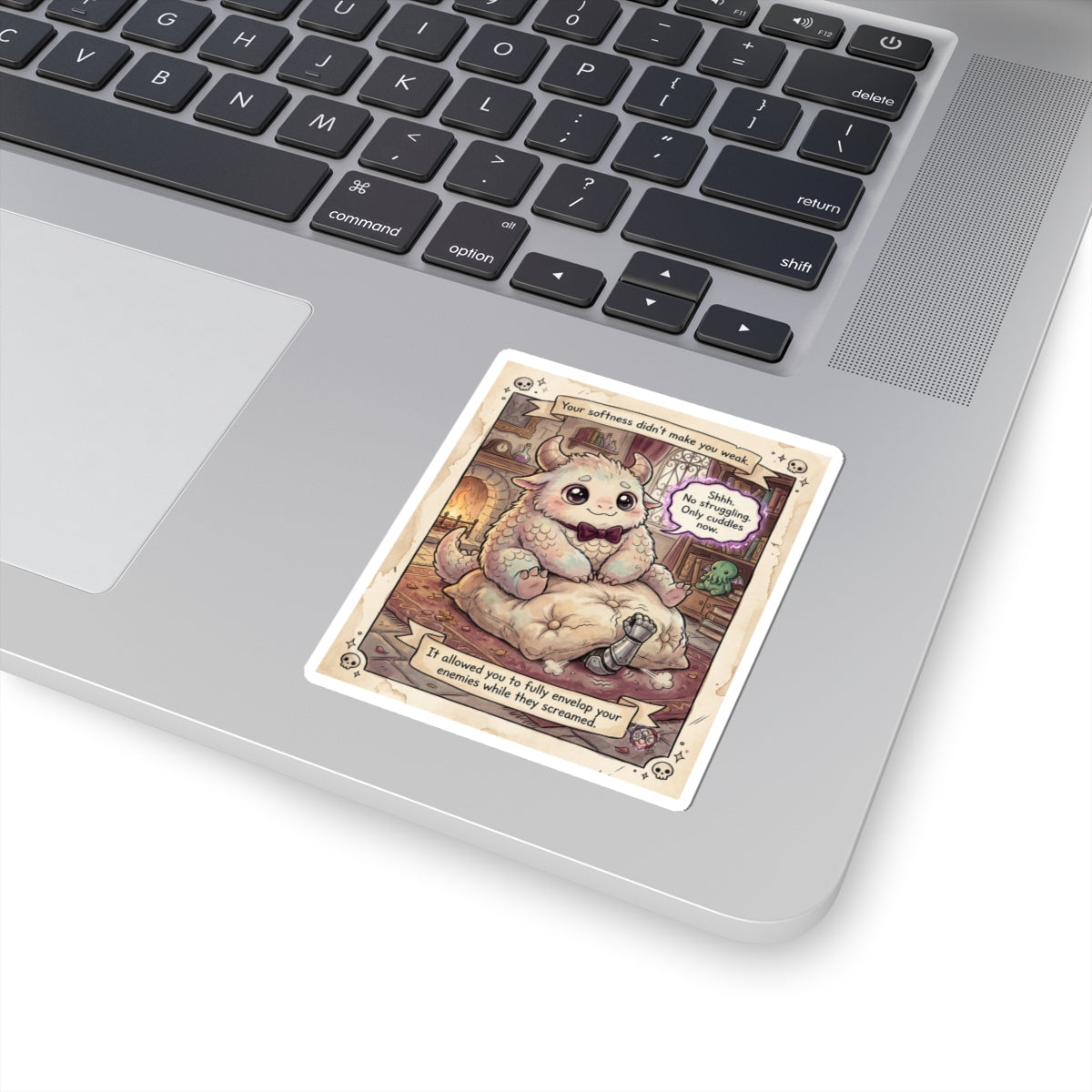 "Soft But Lethal" Funny Fantasy Sticker - Dark Humor Vinyl Decal & Cozy Gamer Gift