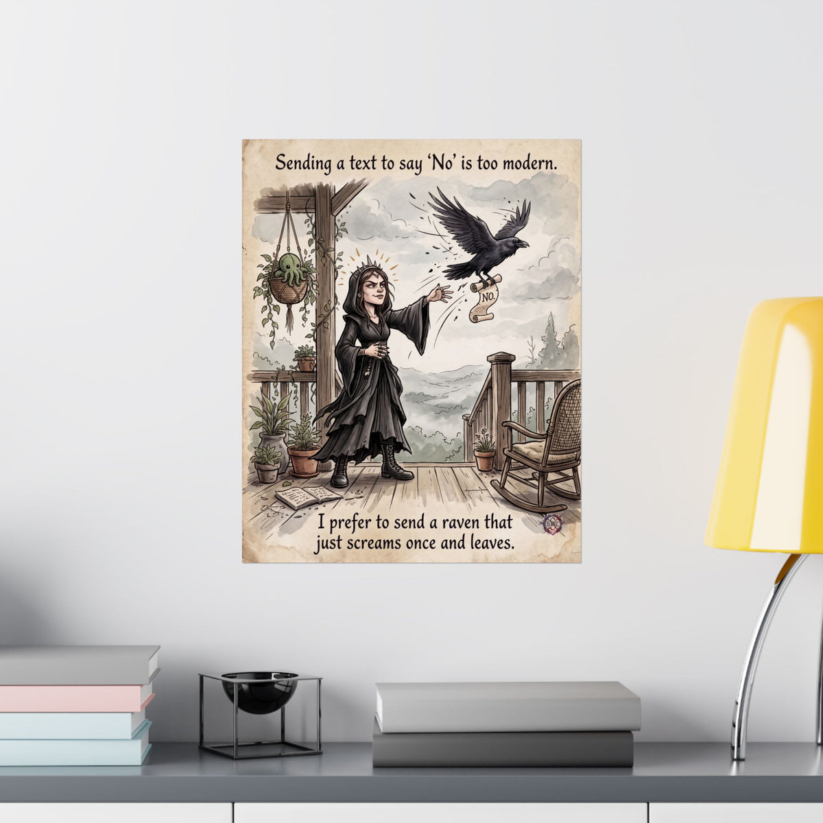 Funny "Raven Delivery" Matte Poster - Archival Quality Print & Dark Humor Home Decor