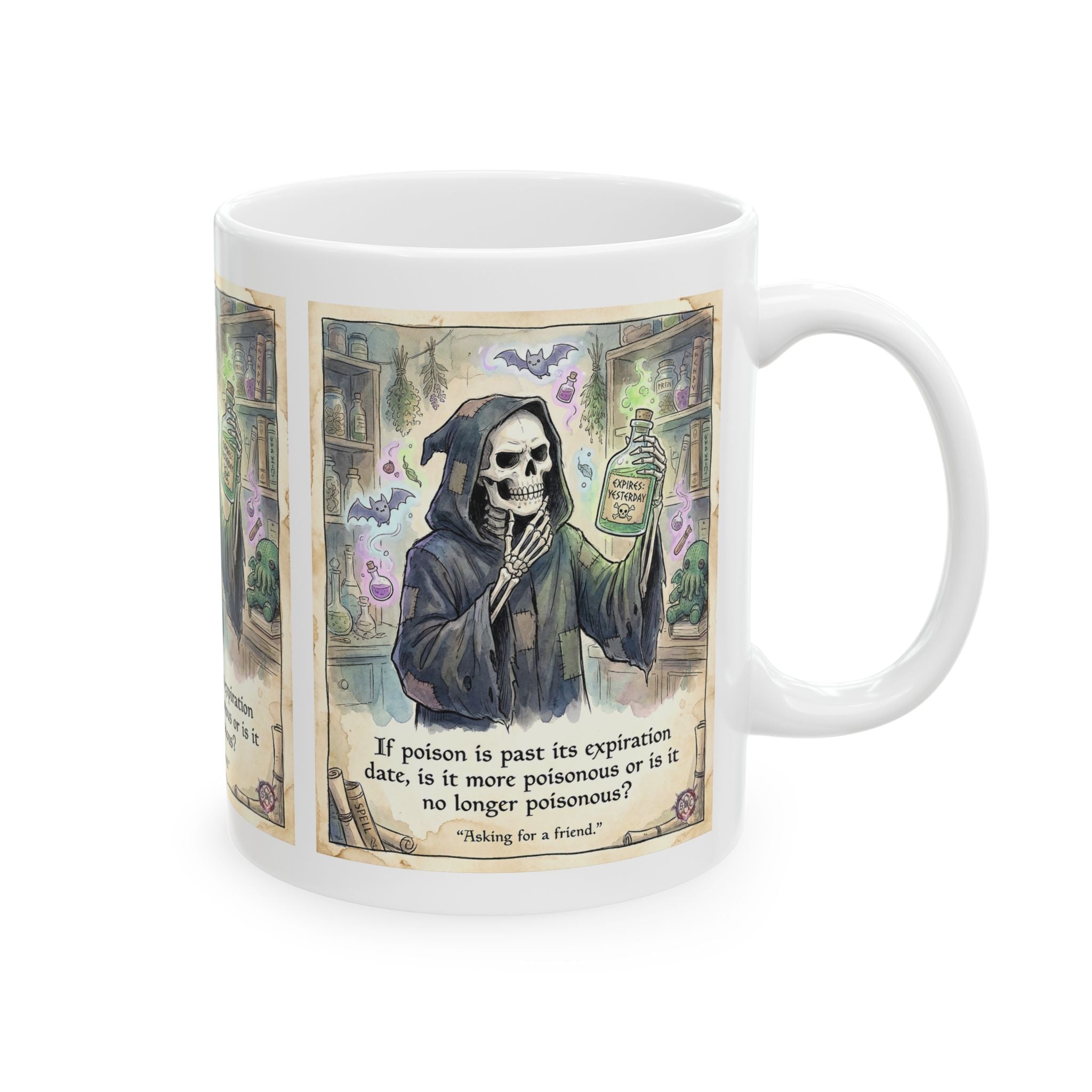 "Expired Poison" Mug - Funny Goth Aesthetic Coffee Cup & Whimsical Witchy Kitchen Decor