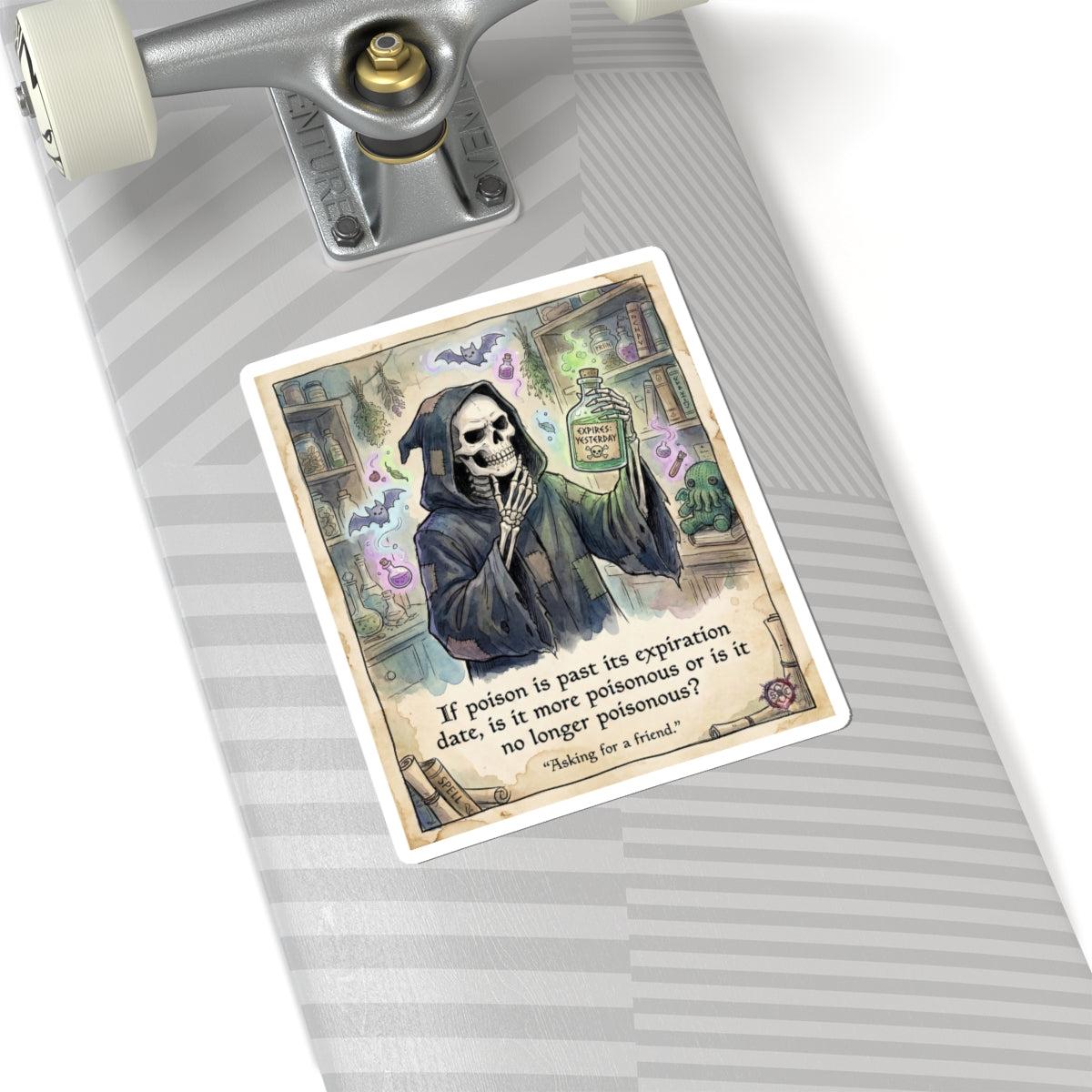 "Expired Poison" Funny Goth Sticker - Philosophy Vinyl Decal & Dark Humor Gift