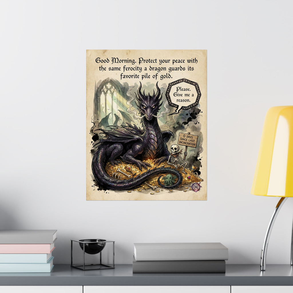 "Protect Your Peace" Dragon Matte Paper Poster for Witchy Home Decor