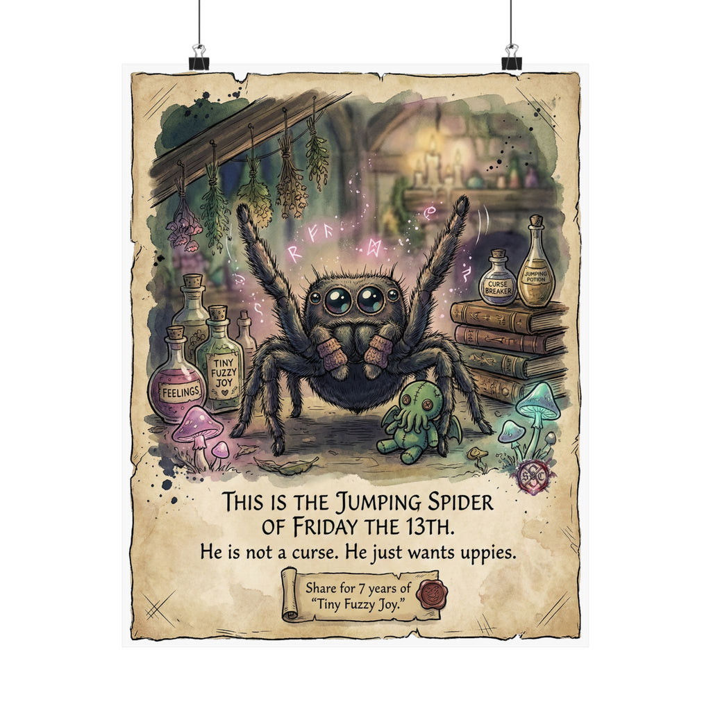 "Tiny Fuzzy Joy" Witchy Matte Paper Poster for Dark Humor Home Decor