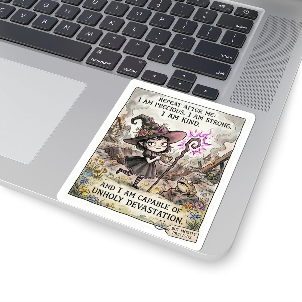 "I Am Precious" Funny Witch Sticker - Self Affirmation Vinyl Decal & Empowerment Gift