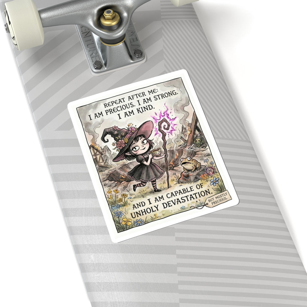 "I Am Precious" Funny Witch Sticker - Self Affirmation Vinyl Decal & Empowerment Gift