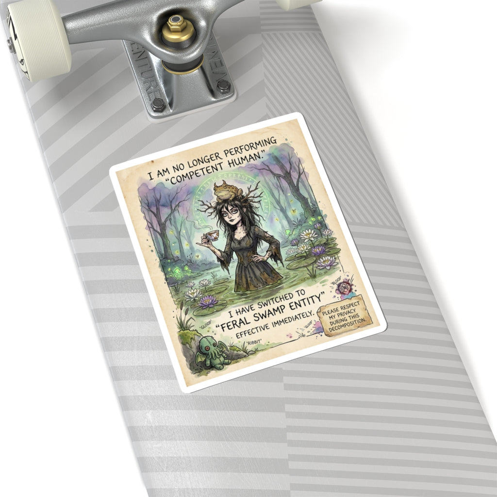 "Feral Swamp Entity" Funny Witch Sticker - Burnout Vinyl Decal & Introvert Gift