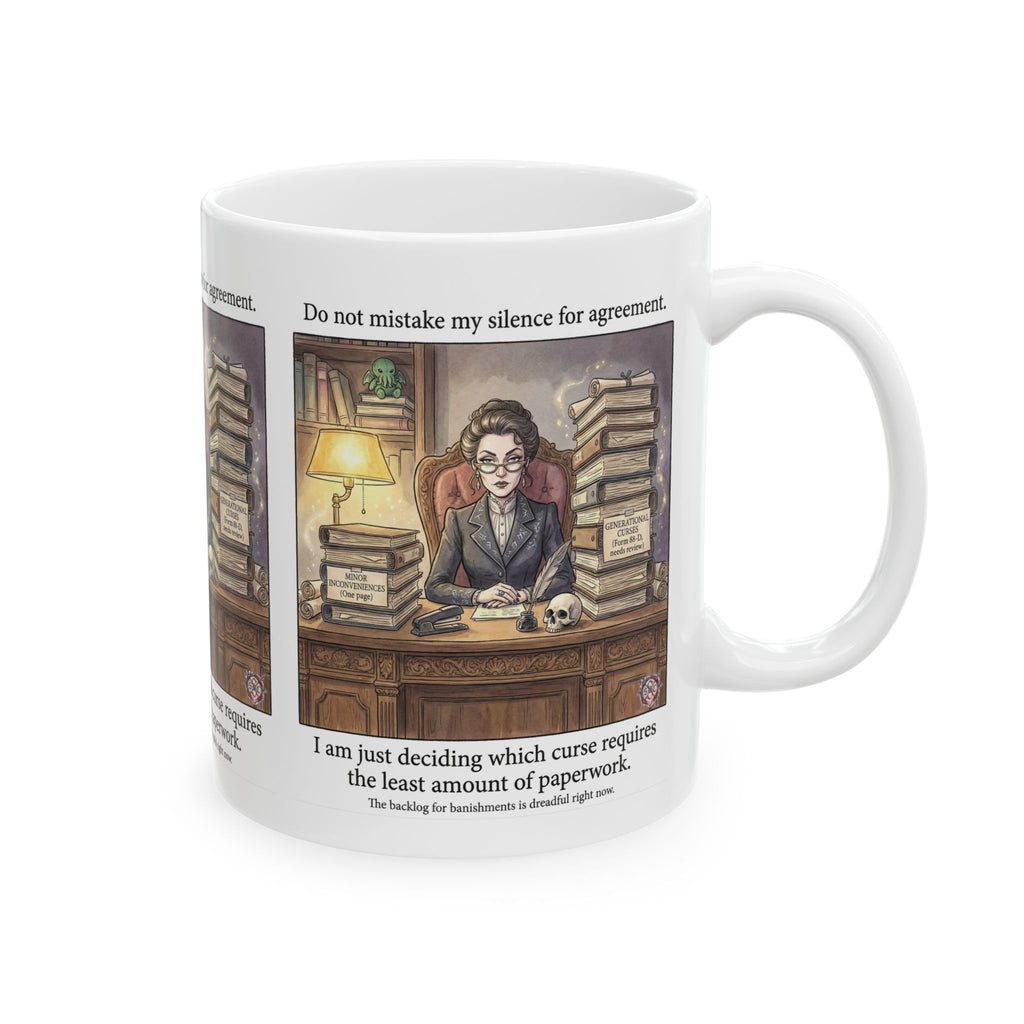 "Least Amount of Paperwork" Funny Office Mug - Dark Academia & Corporate Goth Gift