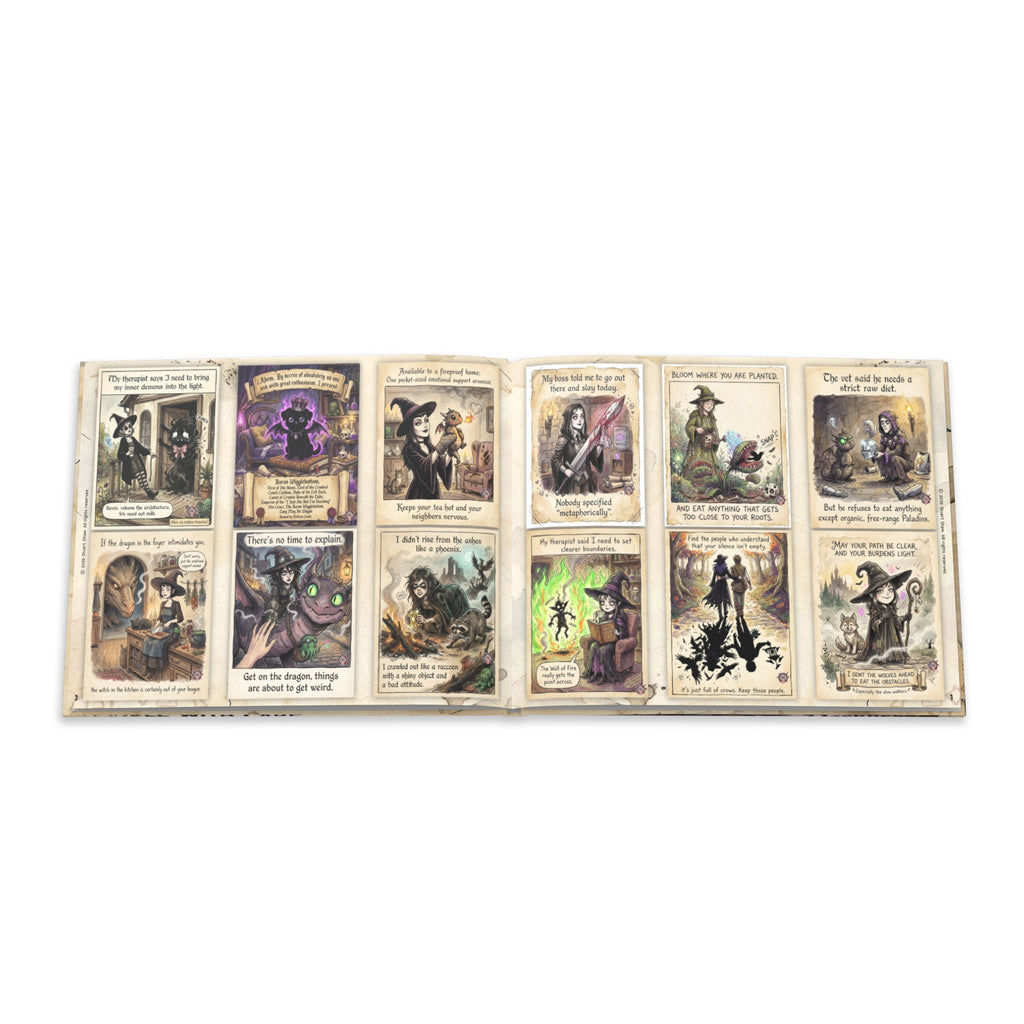 "Grimoire of Cozy Darkness - Vol. 1: The January 2026 Collection" - Hardcover Art Book Featuring 141 Dark Whimsical Witchy Goth Memes