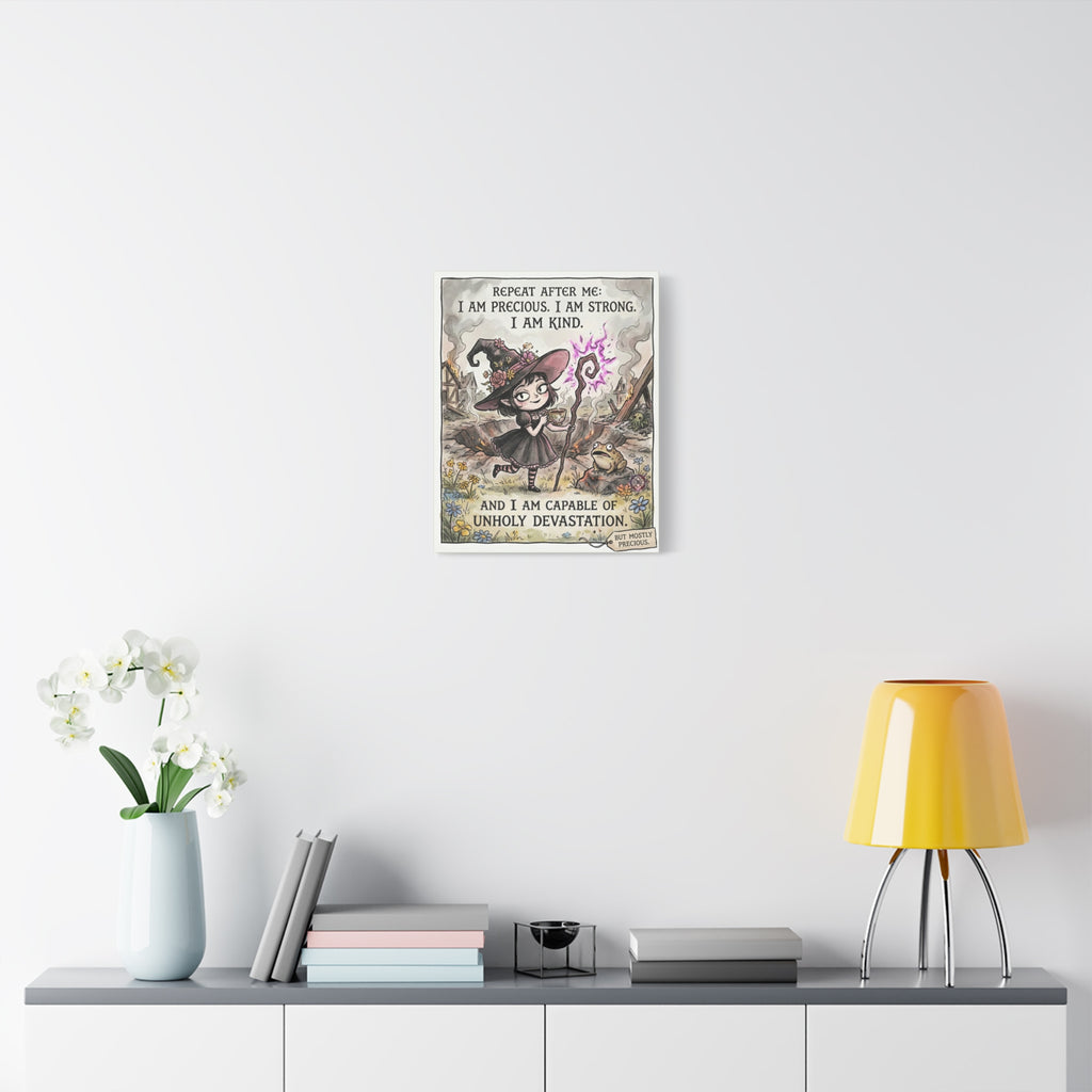 "I Am Precious" Funny Witch Canvas Print - Empowerment Wall Art & Goth Home Decor