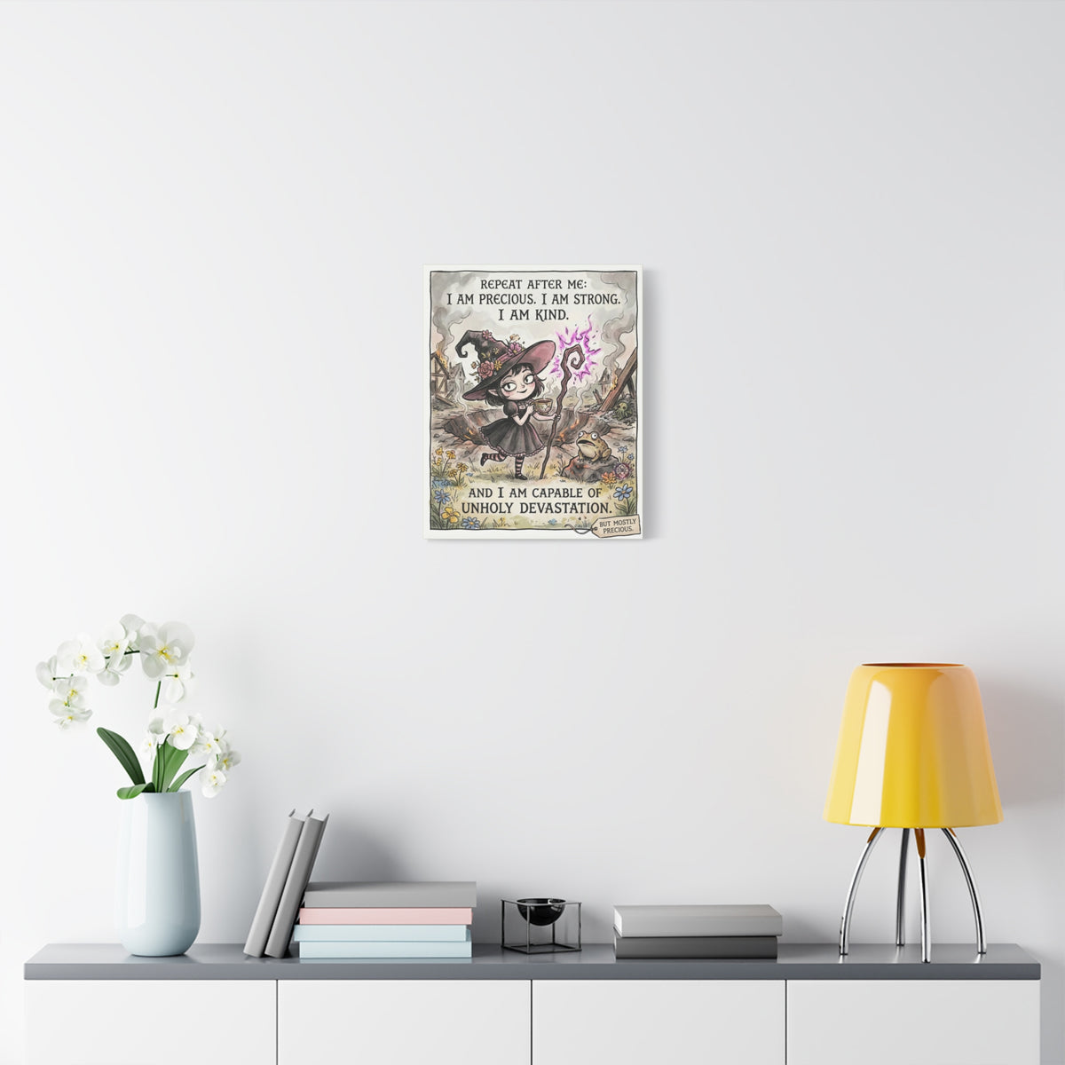 "I Am Precious" Funny Witch Canvas Print - Empowerment Wall Art & Goth Home Decor