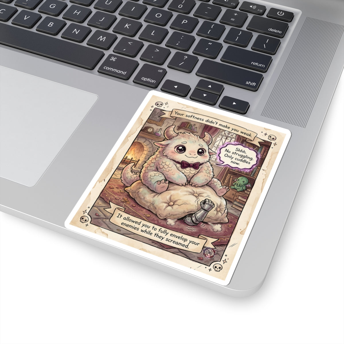 "Soft But Lethal" Funny Fantasy Sticker - Dark Humor Vinyl Decal & Cozy Gamer Gift