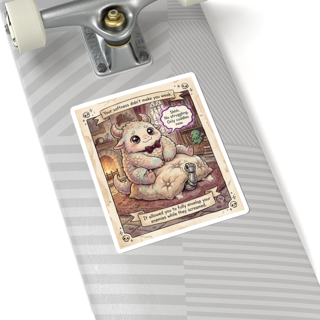 "Soft But Lethal" Funny Fantasy Sticker - Dark Humor Vinyl Decal & Cozy Gamer Gift