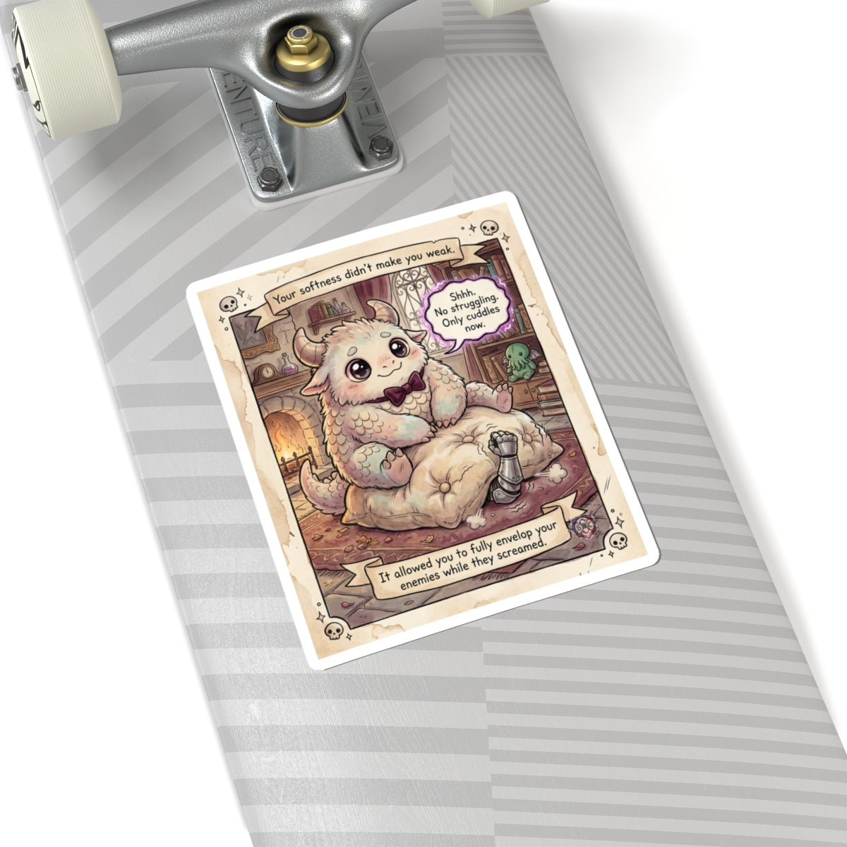 "Soft But Lethal" Funny Fantasy Sticker - Dark Humor Vinyl Decal & Cozy Gamer Gift