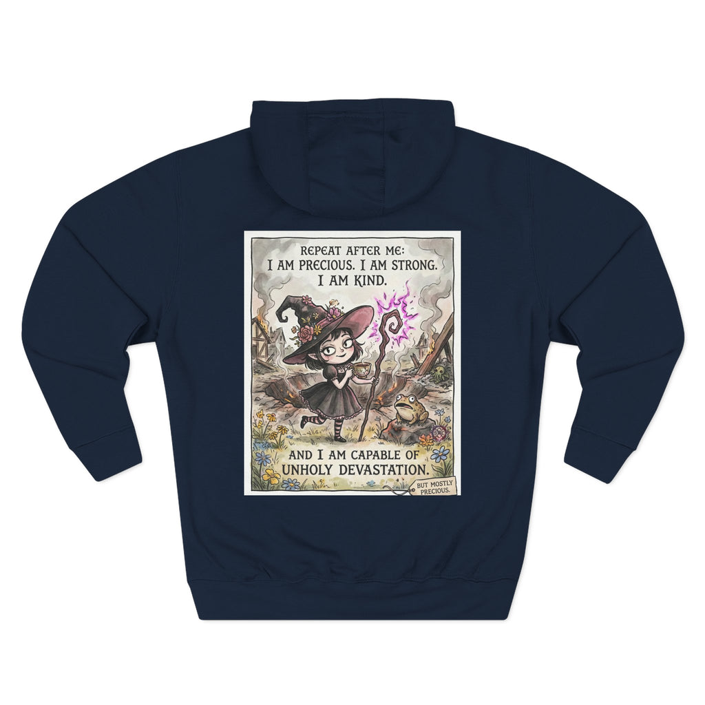 Empowerment Goth "I Am Precious" Fleece Hoodie - Premium Plush Blend & Adjustable Hood