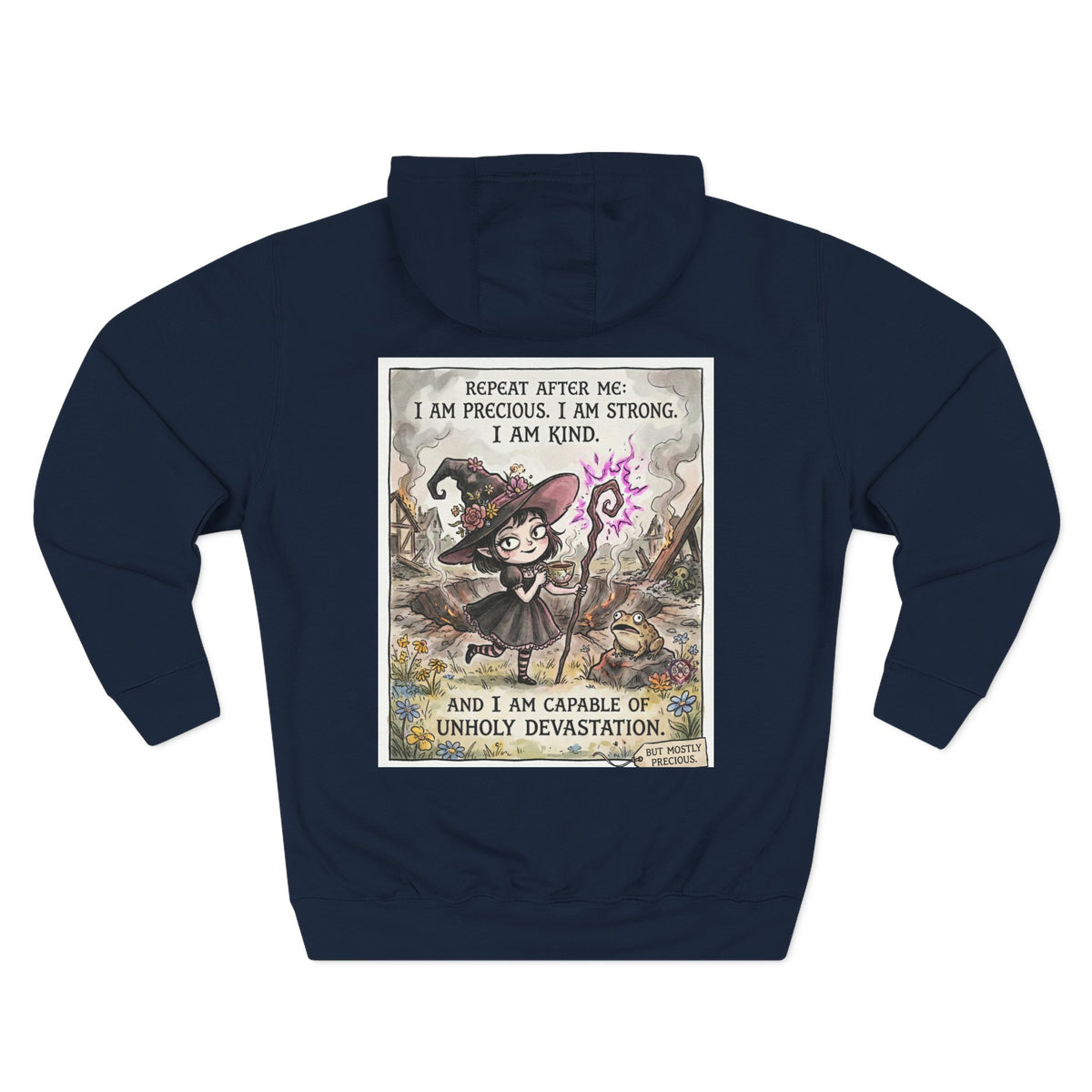 Empowerment Goth "I Am Precious" Fleece Hoodie - Premium Plush Blend & Adjustable Hood