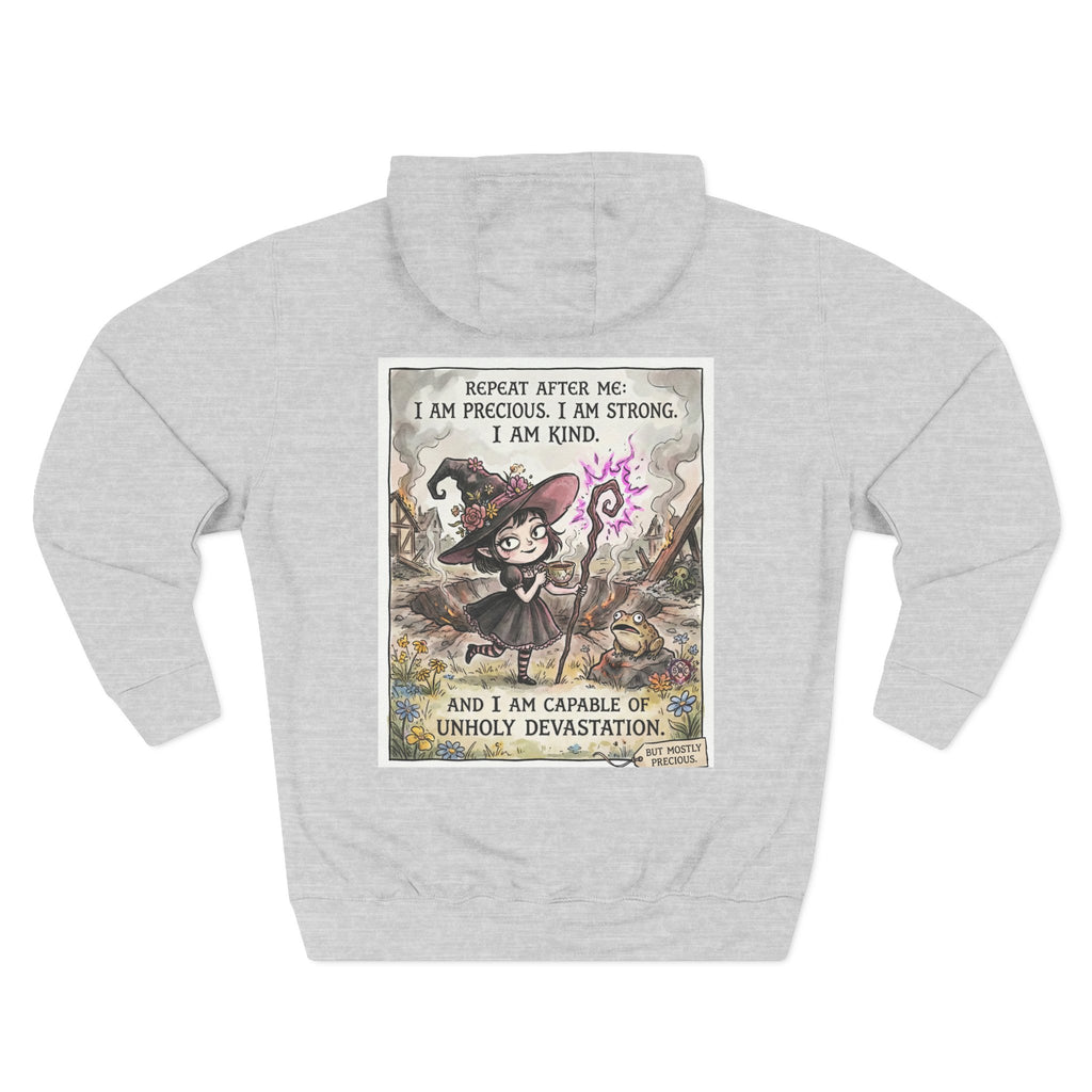 Empowerment Goth "I Am Precious" Fleece Hoodie - Premium Plush Blend & Adjustable Hood