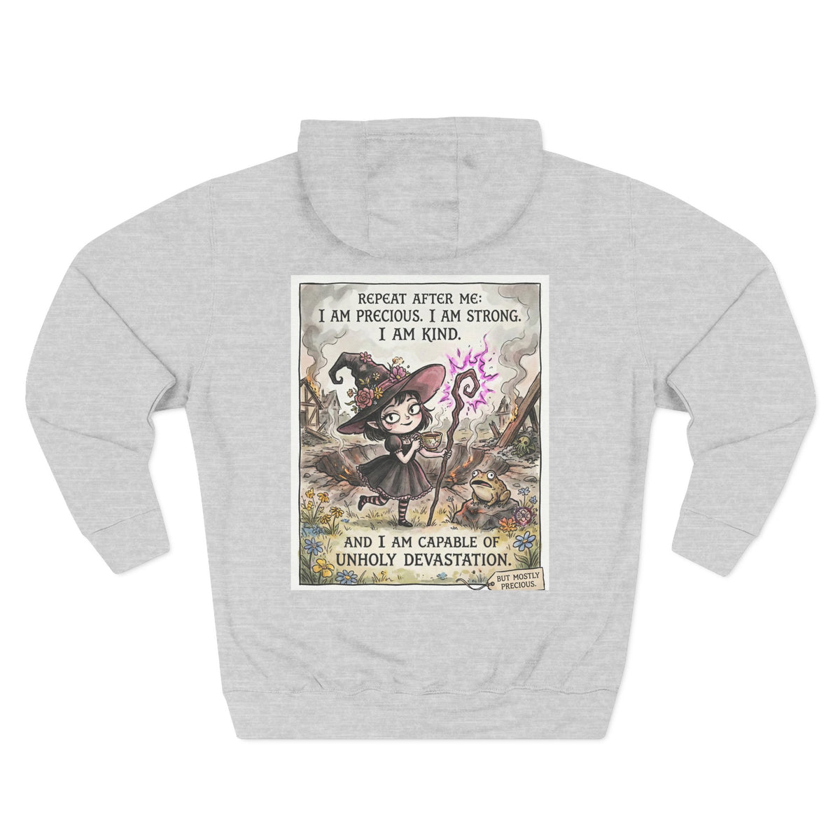 Empowerment Goth "I Am Precious" Fleece Hoodie - Premium Plush Blend & Adjustable Hood