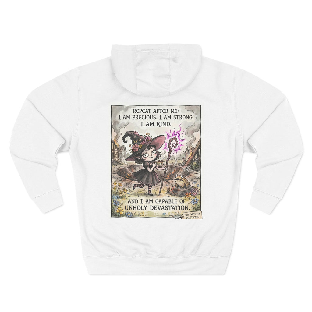 Empowerment Goth "I Am Precious" Fleece Hoodie - Premium Plush Blend & Adjustable Hood
