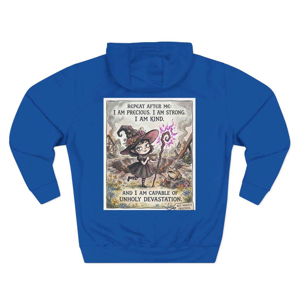 Empowerment Goth "I Am Precious" Fleece Hoodie - Premium Plush Blend & Adjustable Hood