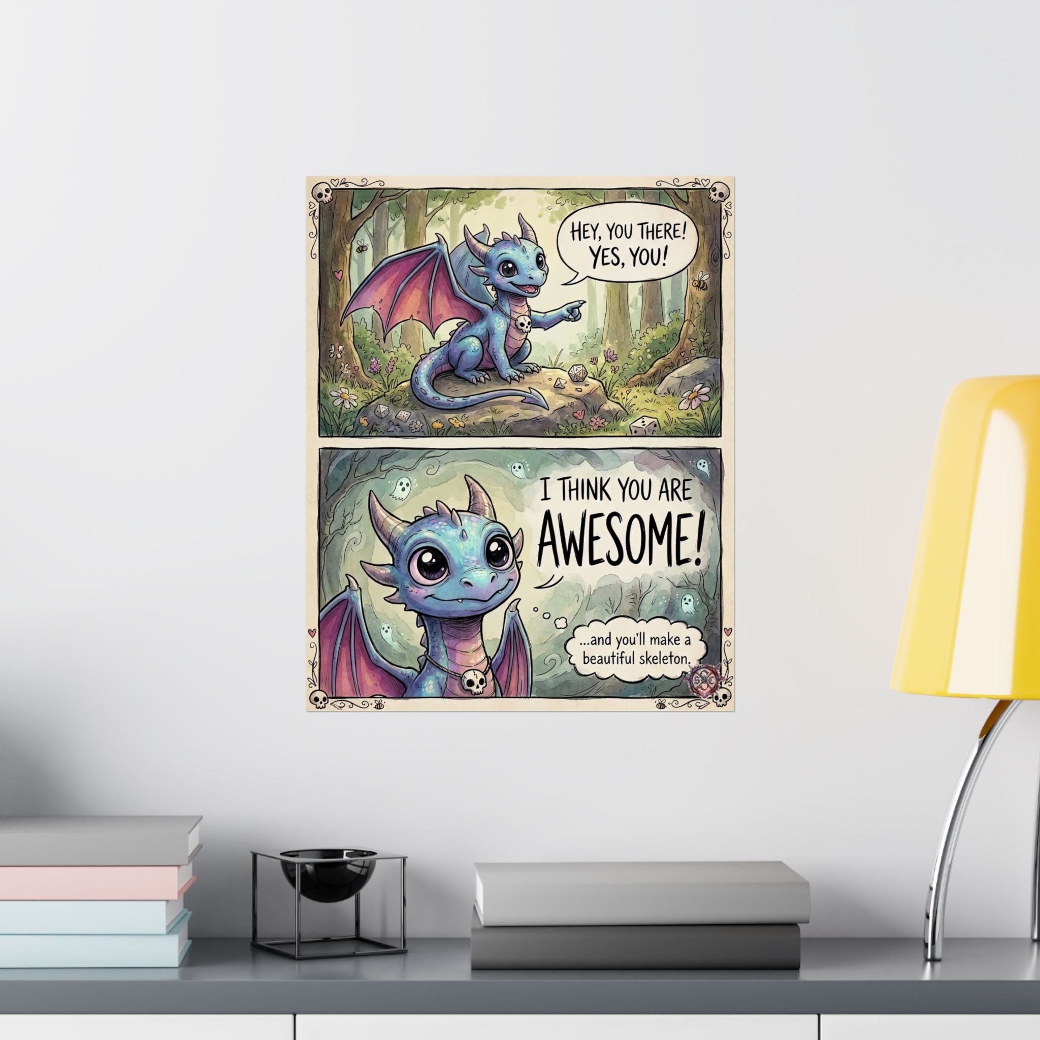 "Beautiful Skeleton" Witchy Matte Paper Poster for Dark Humor Home Decor