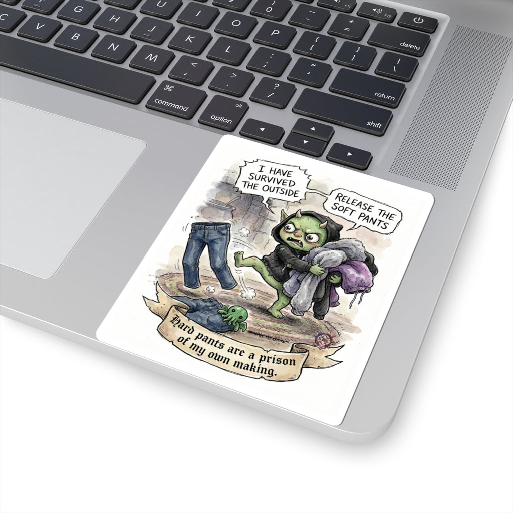 "Soft Pants" Funny Gothic Sticker - Dark Humor Vinyl Decal & Witchy Gift