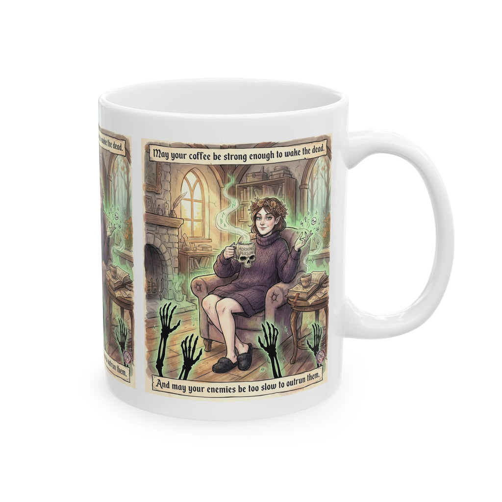 "Wake The Dead" Funny Necromancer Mug - Gothic Coffee Cup & Dark Humor Gift