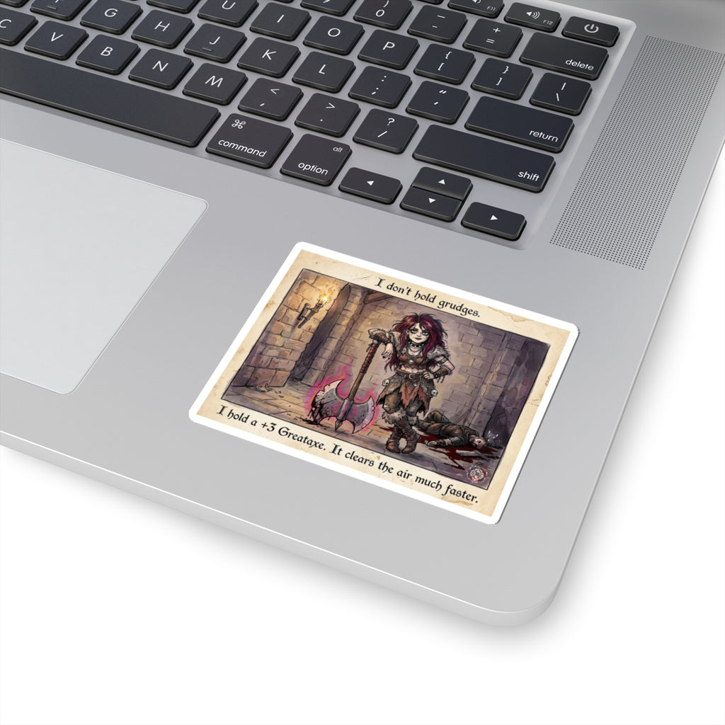 "I Don't Hold Grudges" FunnyGoth Sticker - RPG Humor Vinyl Decal & Barbarian Gift