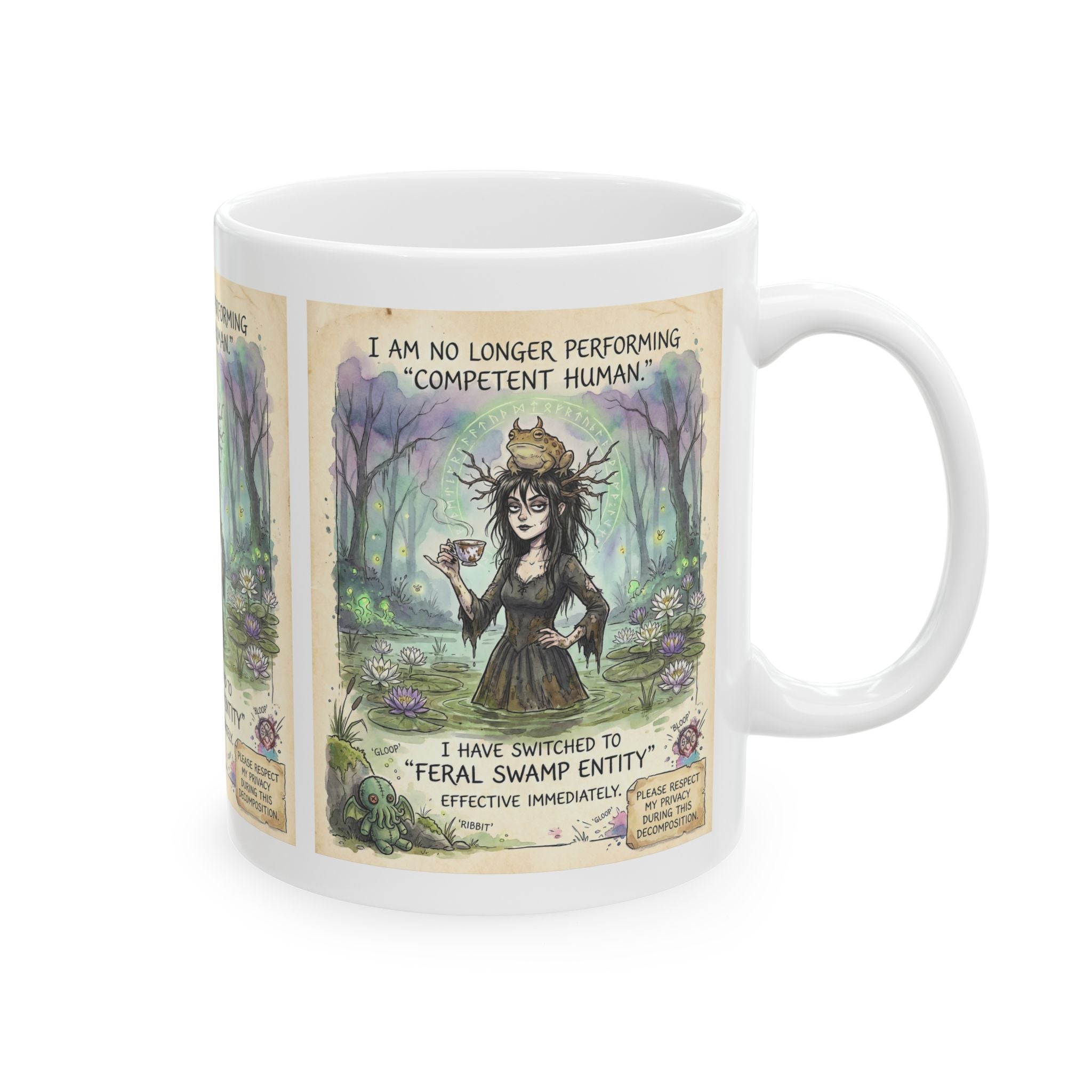 "Feral Swamp Entity" Mug - Funny Goth Witch Mug & Toad Art