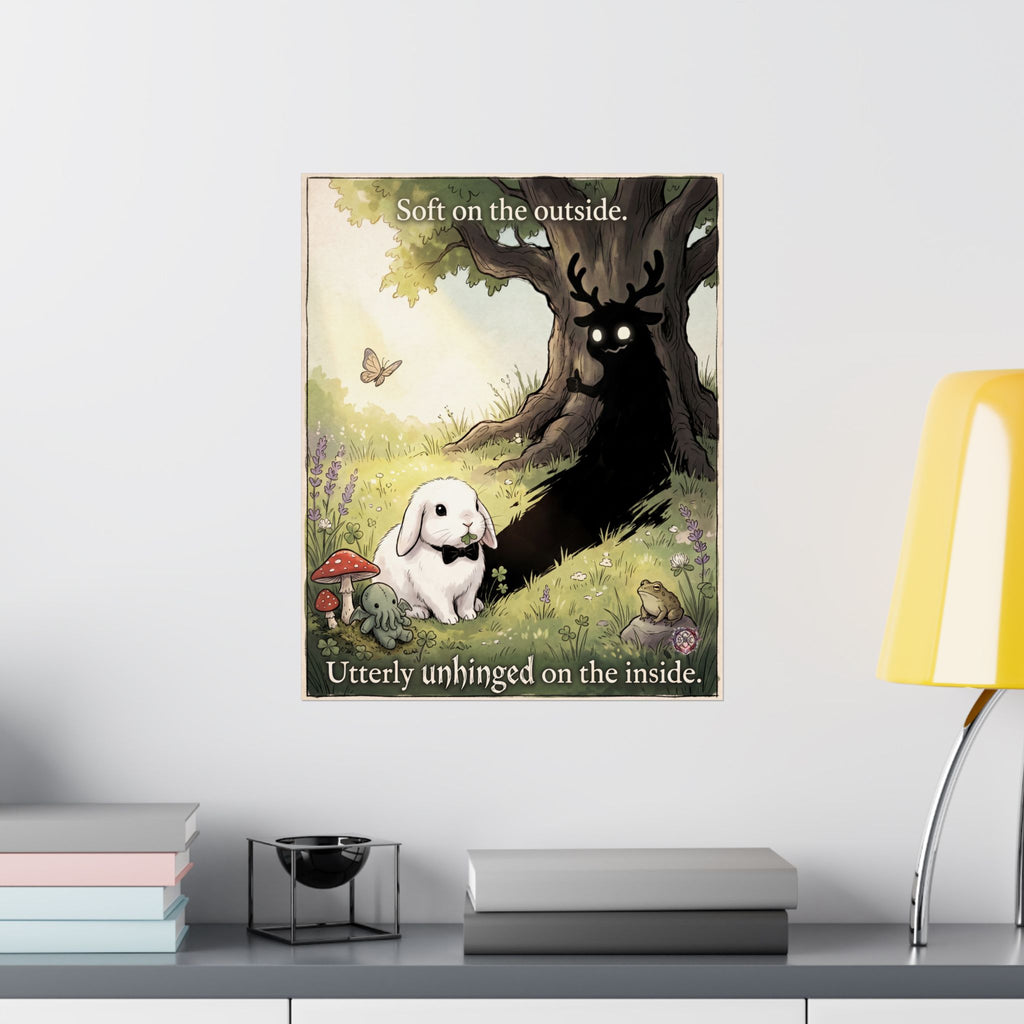 Funny "Unhinged Inside" Matte Poster - Dark Humor Home Decor & Archival Quality Print