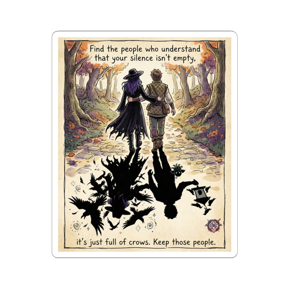 "Silence Full of Crows" Funny Witch Sticker - Introvert Love Vinyl Decal & Best Friend Gift