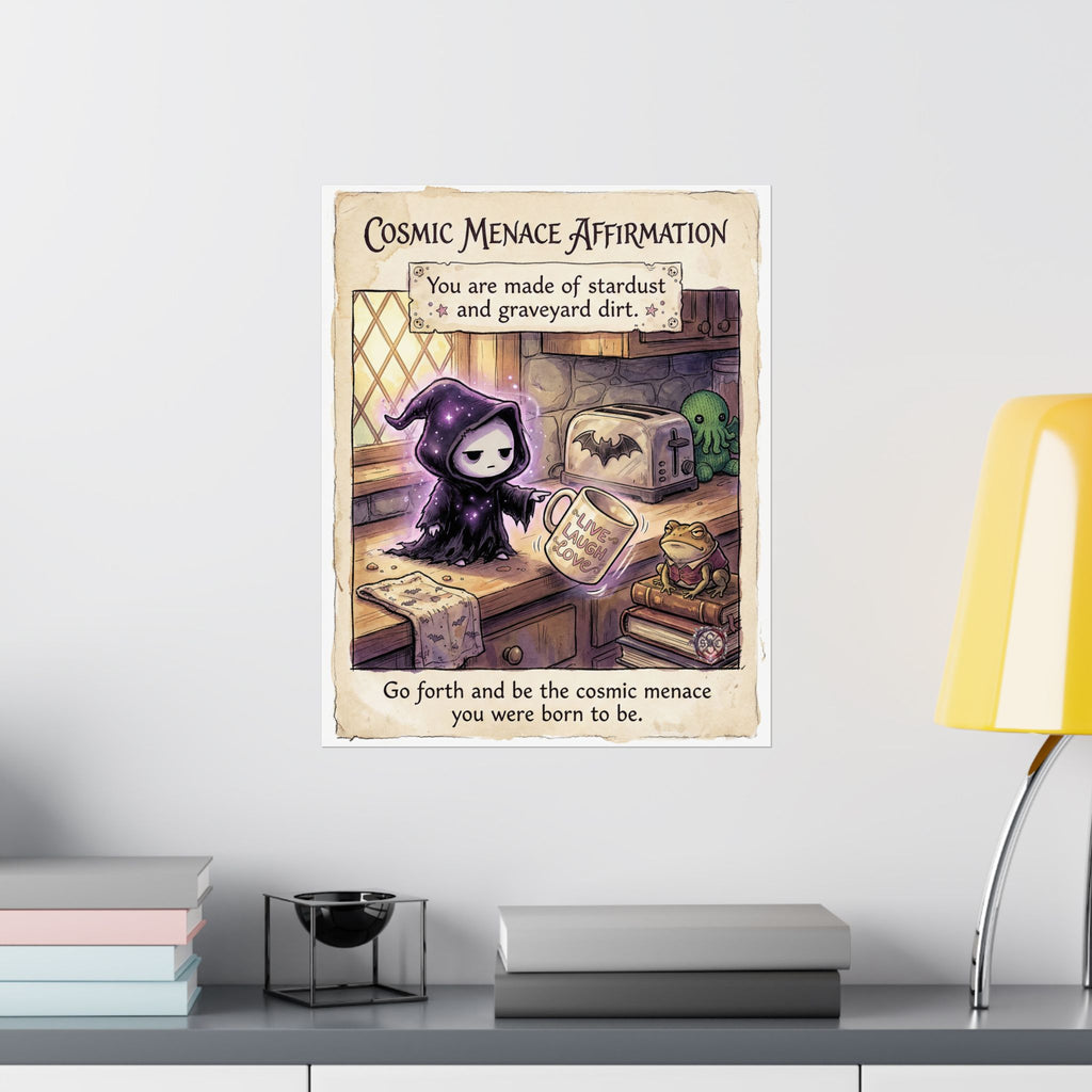"Cosmic Menace" Witchy Matte Paper Poster for Dark Humor Home Decor