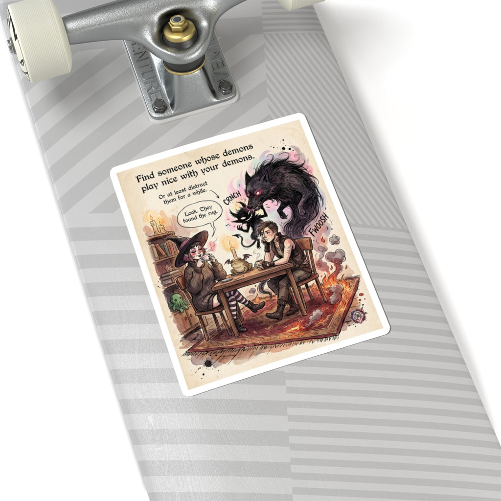 "Demons Play Nice" Funny Relationship Sticker - Gothic Love Vinyl Decal & Valentine's Gift