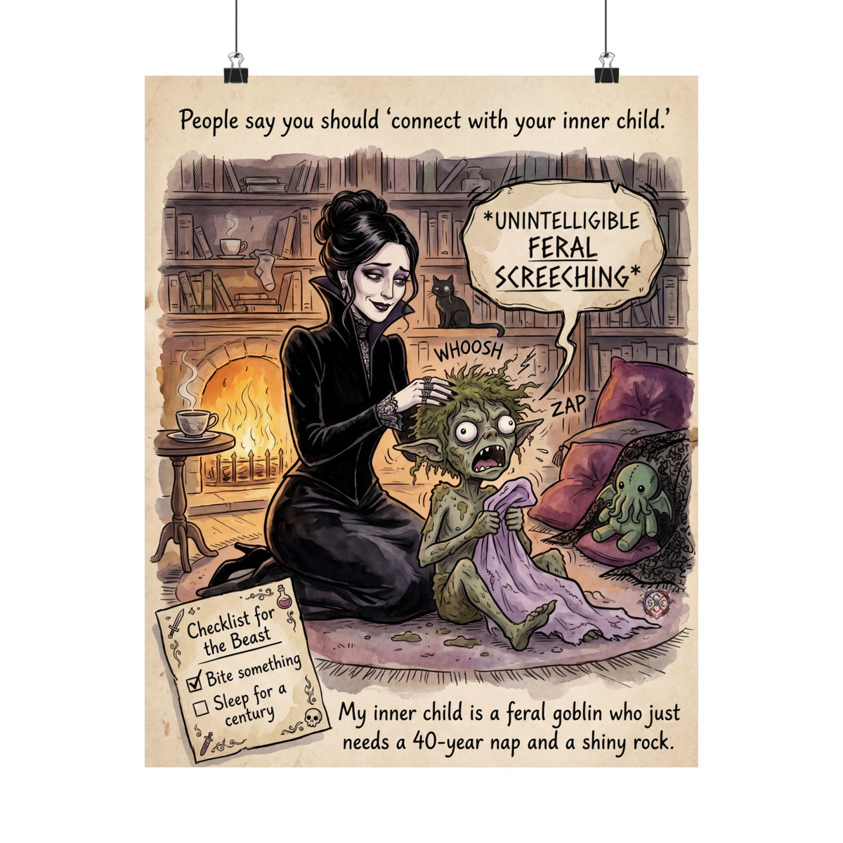 Funny "Inner Child" Feral Goblin Matte Poster - Dark Humor Home Decor & Archival Quality Print