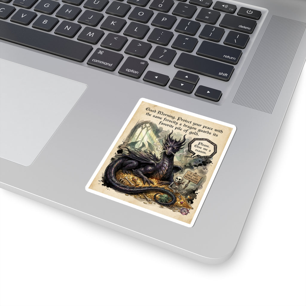 "Protect Your Peace" Funny Dragon Sticker - Self Care Vinyl Decal & Mental Health Gift