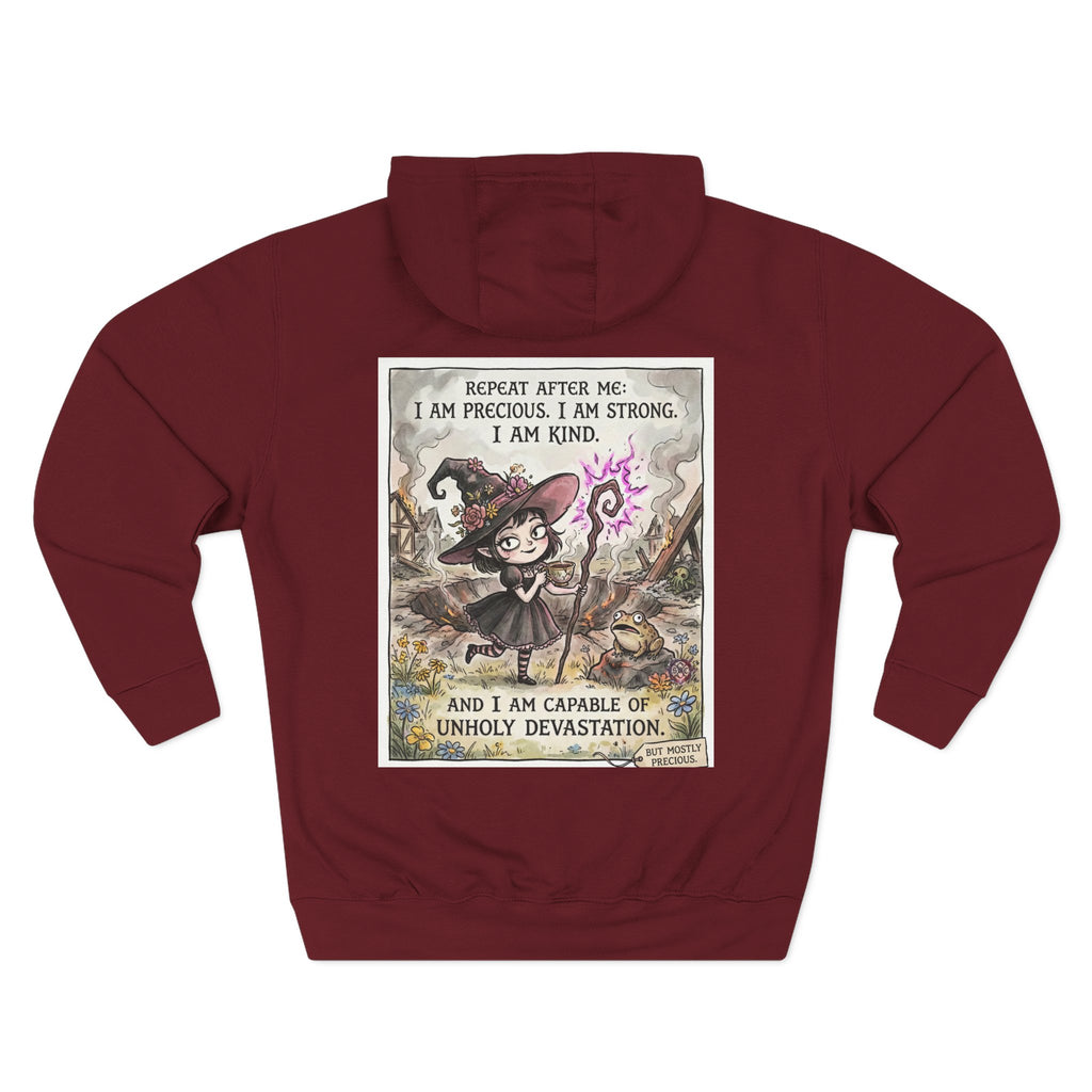 Empowerment Goth "I Am Precious" Fleece Hoodie - Premium Plush Blend & Adjustable Hood