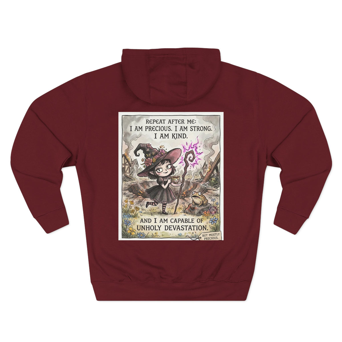 Empowerment Goth "I Am Precious" Fleece Hoodie - Premium Plush Blend & Adjustable Hood