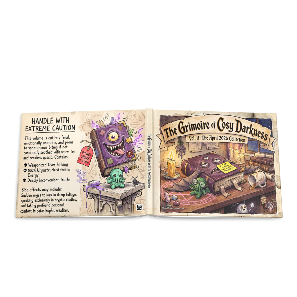 "Grimoire of Cozy Darkness - Vol. 2: The April 2026 Collection" - Hardcover Art Book Featuring 143 Dark Whimsical Witchy Goth Memes