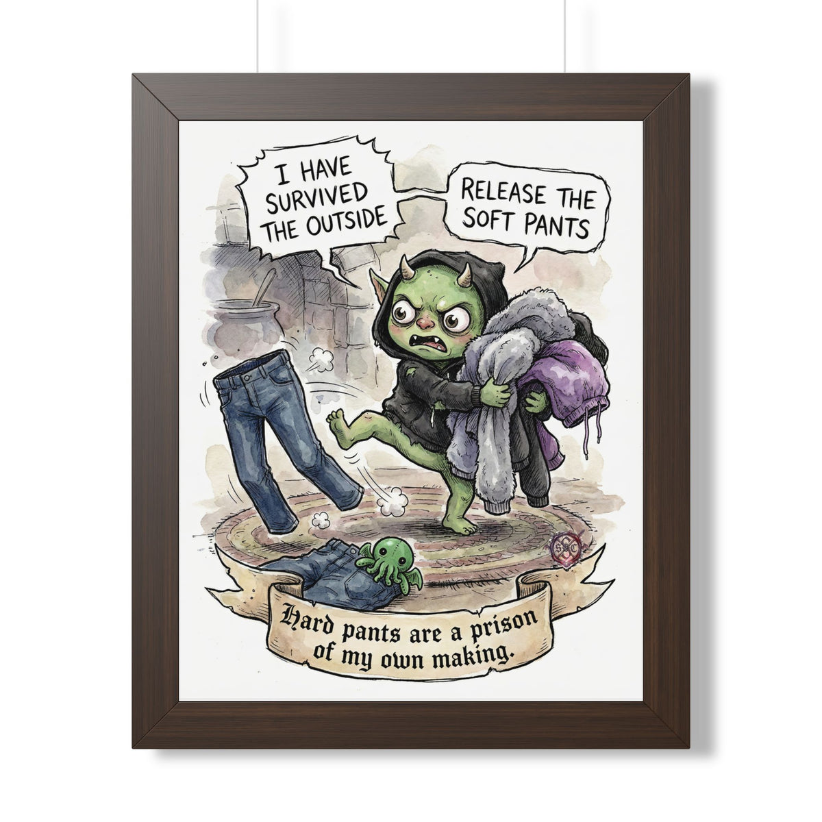 Cozy Introvert "Soft Pants" Framed Print - Museum-Quality Matte Paper & Protective Acrylic Cover
