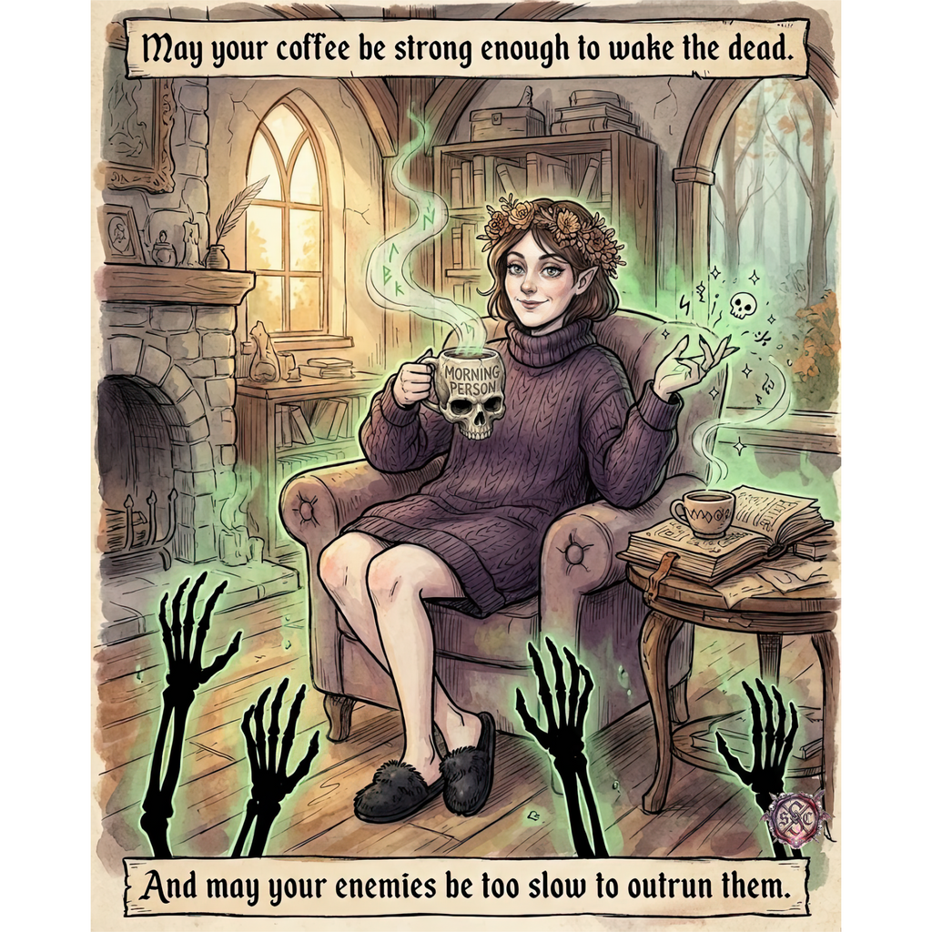 "Wake The Dead" Funny Necromancer Mug - Gothic Coffee Cup & Dark Humor Gift