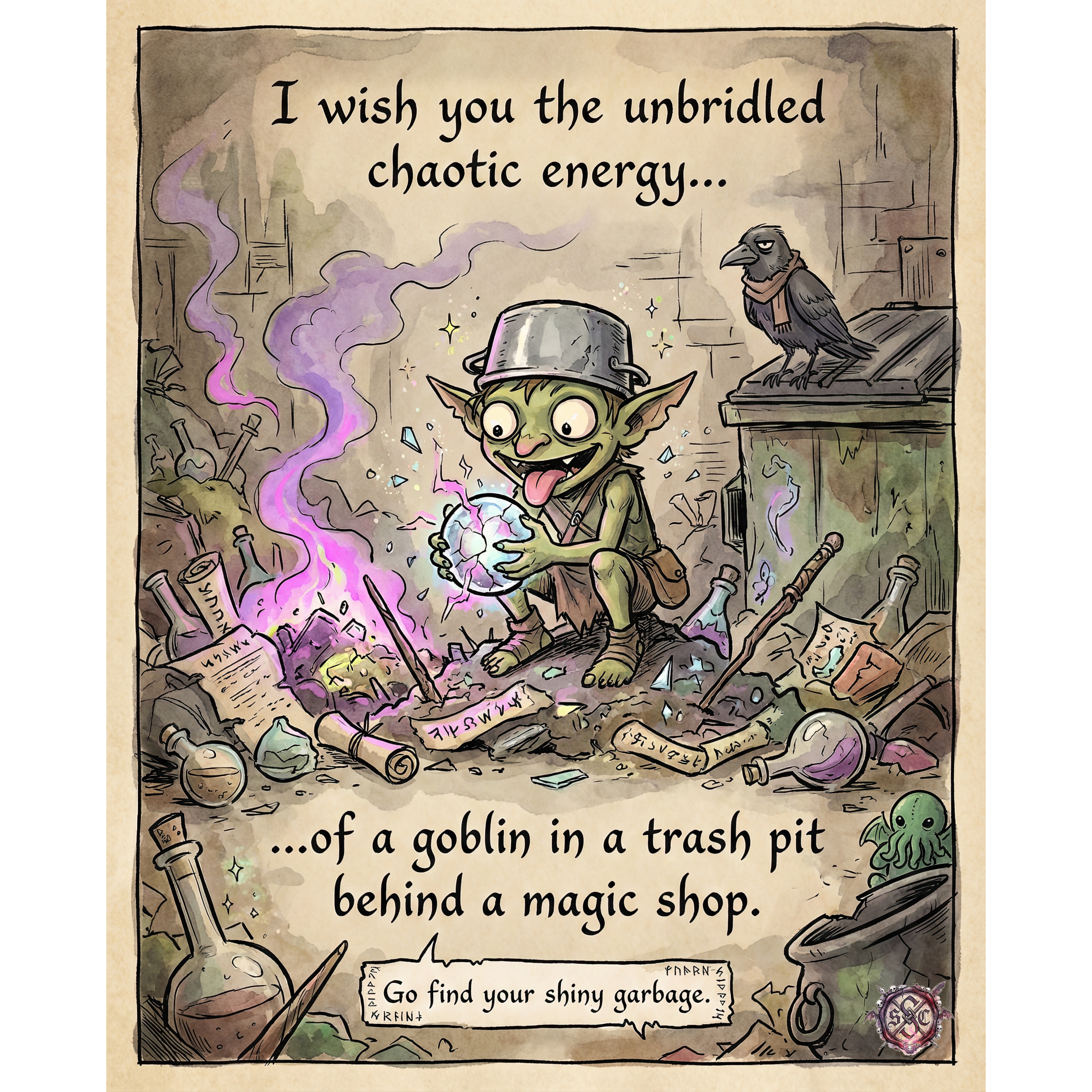 "Trash Goblin" Mug - Funny Witchy Aesthetic Ceramic Cup for Goths & Gremlins