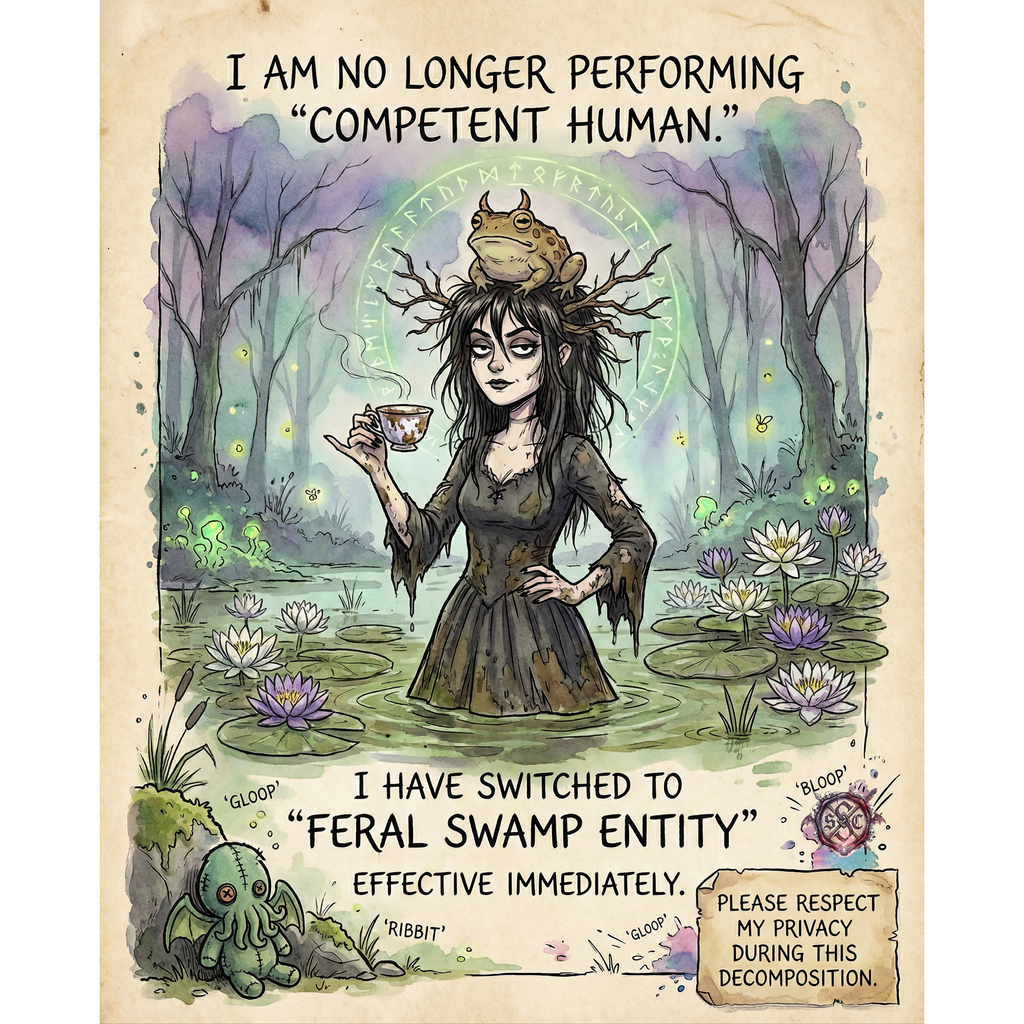 "Feral Swamp Entity" Mug - Funny Goth Witch Mug & Toad Art