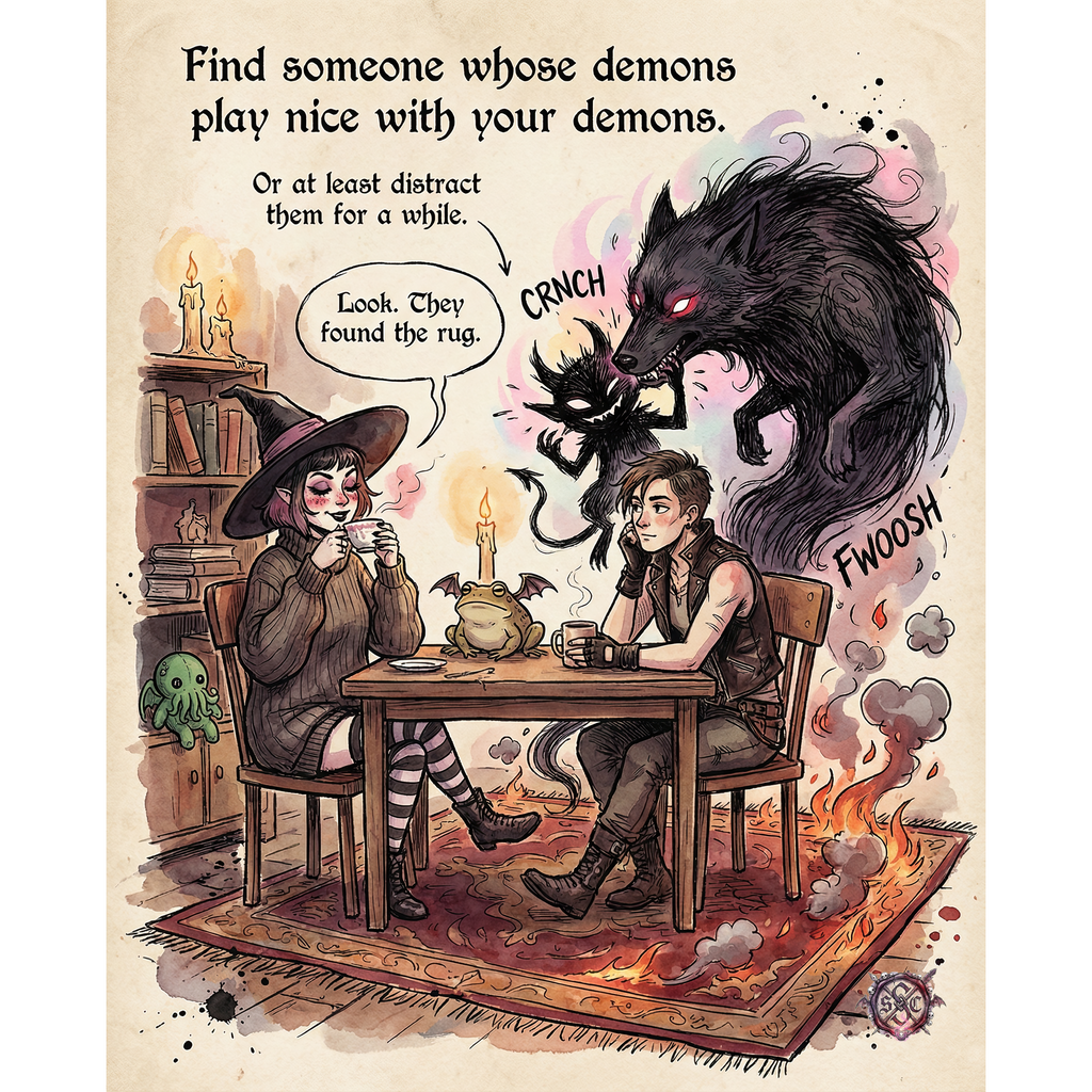 "Demons Play Nice" Mug -  Whimsical Goth Love for Witchy Vibes and Dark Humor