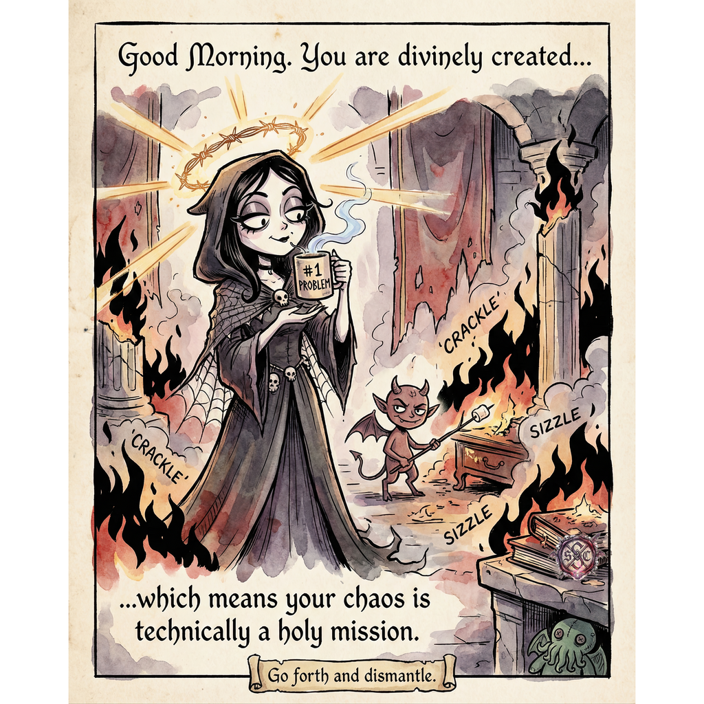 "Divine Chaos" Witchy Mug -  Funny Goth Coffee Cup & Empowering Gift