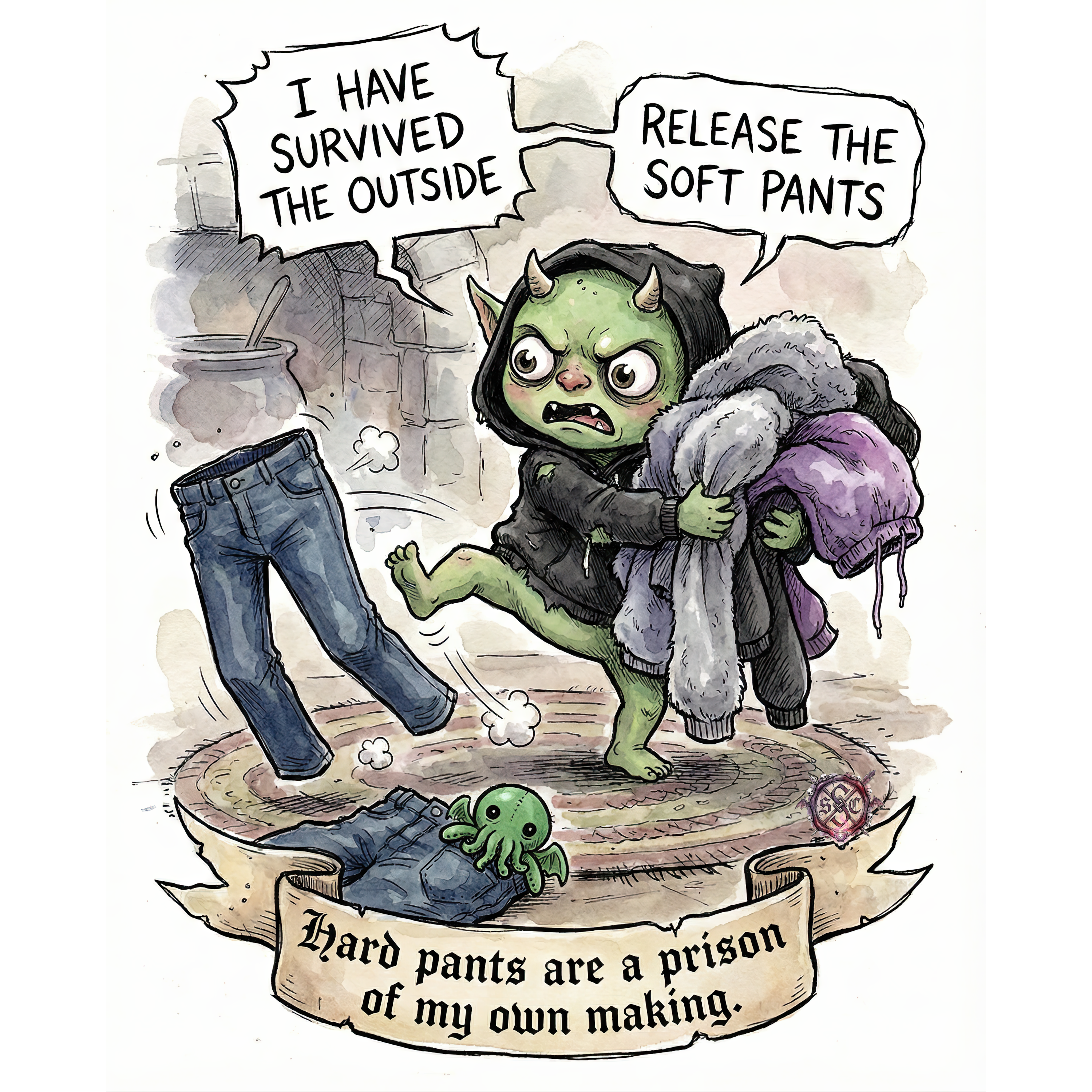 "Soft Pants" Mug - Whimsical Goblin Art Coffee Mug