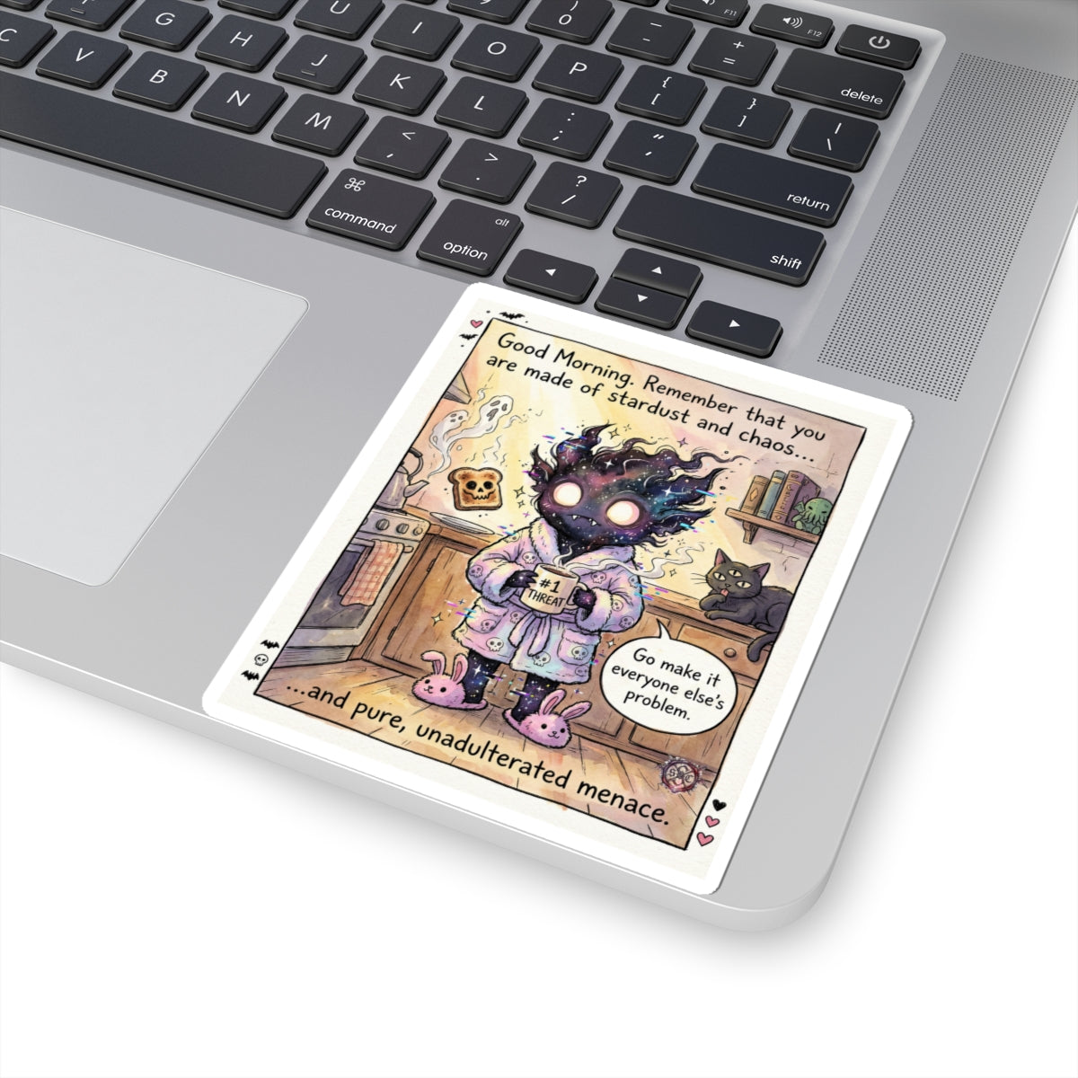 "Stardust & Chaos" Funny Morning Sticker - Chaotic Energy Vinyl Decal & Menace Gift