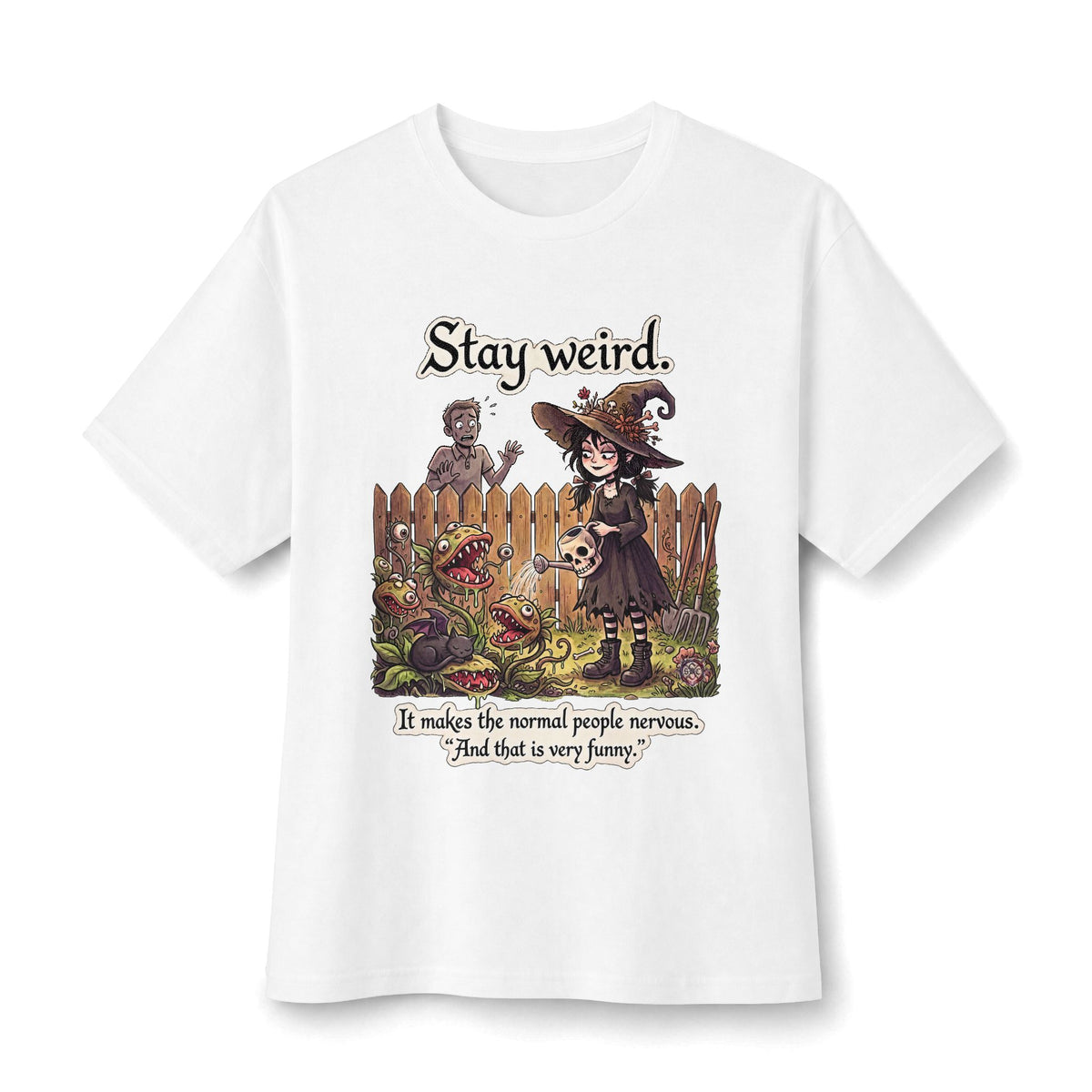 Funny "Stay Weird" Witch T-Shirt - Dark Humor Graphic Tee & Cozy Alternative Apparel